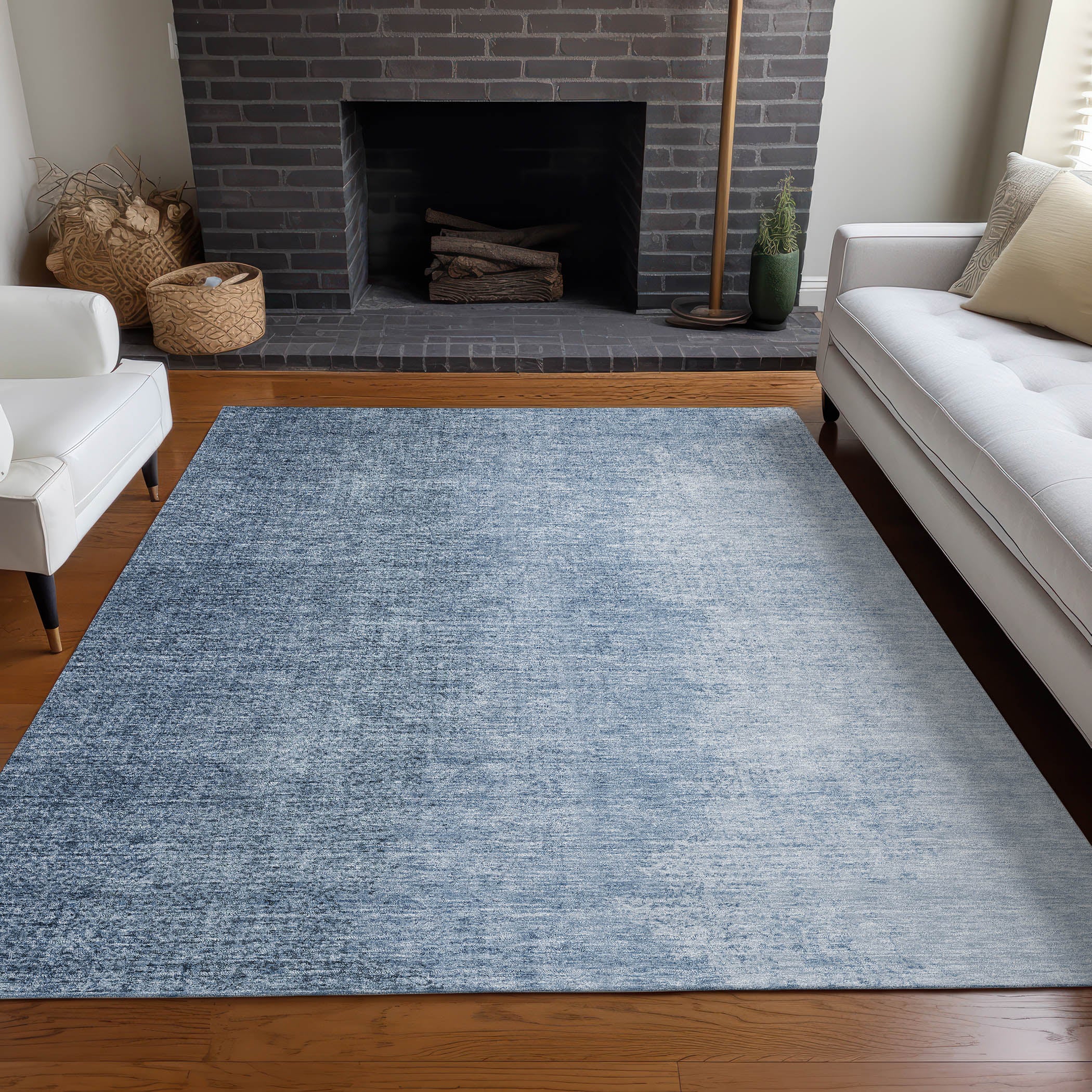 Mostar Machine Washable Transitional Blue Rug 2'6" x 3'10" #shape_Rectangle