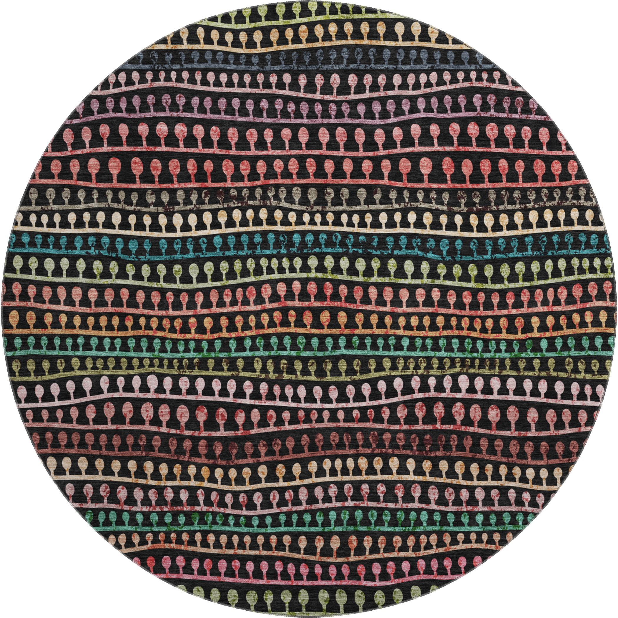 Nairobi Machine Washable Transitional Black Rug 8' x 8' #shape_Round