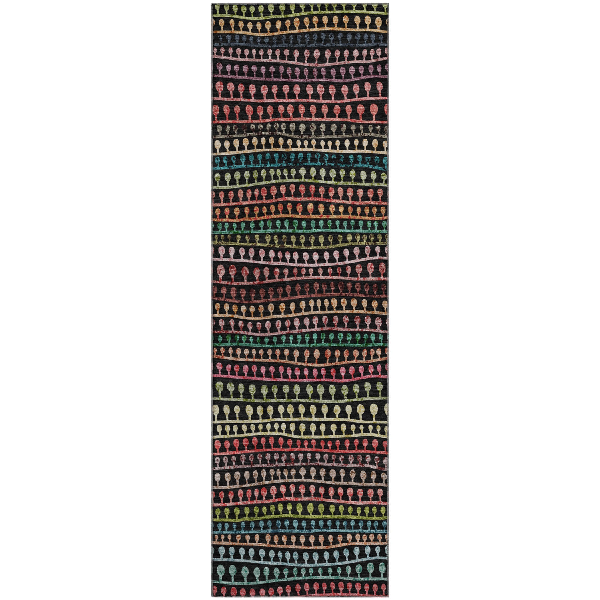 Nairobi Machine Washable Transitional Black Rug 2'3" x 7'6" #shape_Runner