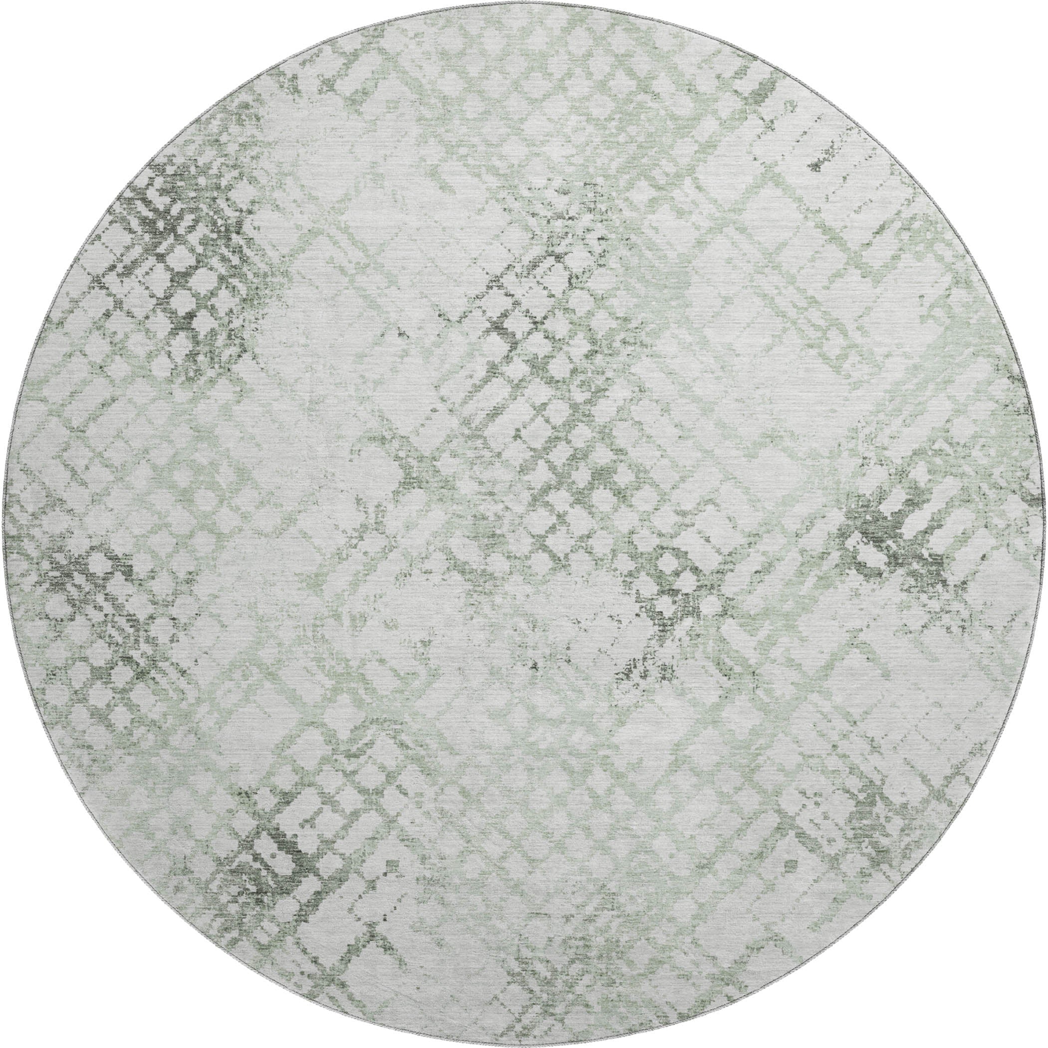 Prague Machine Washable Transitional Green Rug 8' x 8' #shape_Round