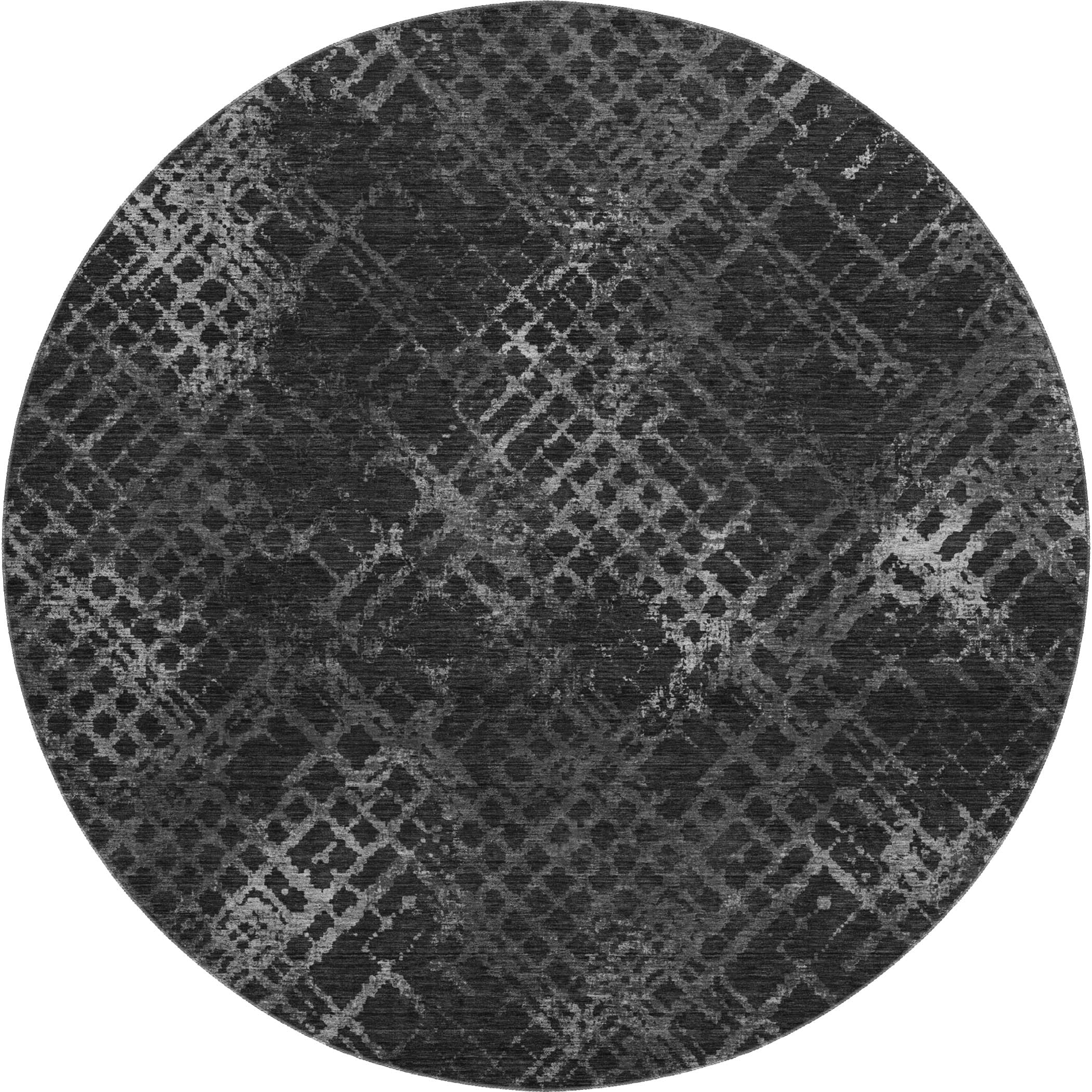 Tallinn Machine Washable Transitional Charcoal Gray Rug 8' x 8' #shape_Round