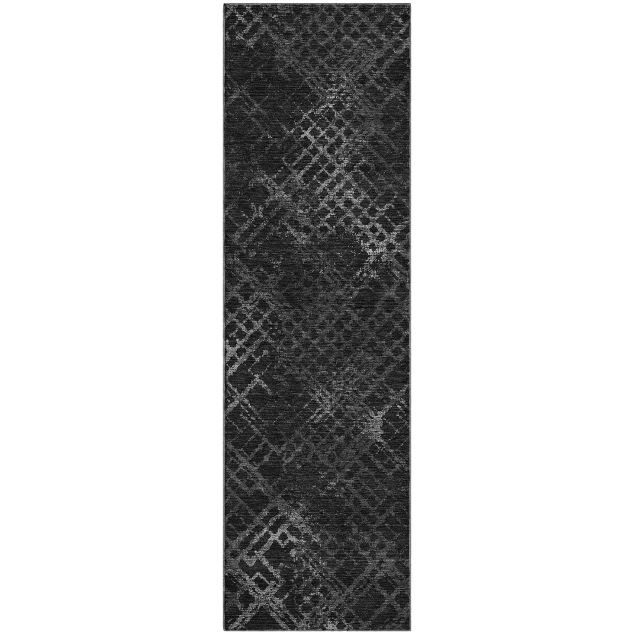 Tallinn Machine Washable Transitional Charcoal Gray Rug 2'3" x 7'6" #shape_Runner