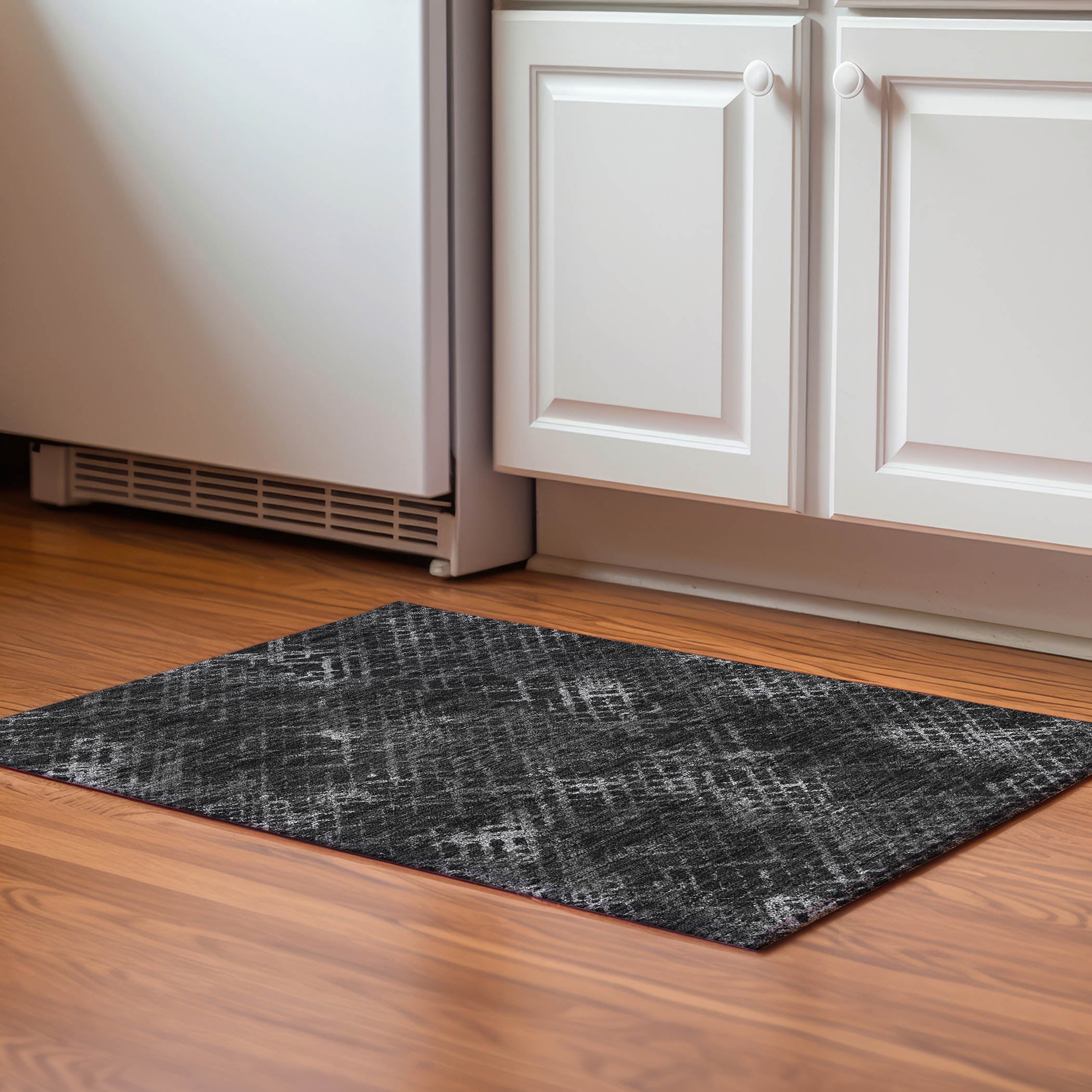 Tallinn Machine Washable Transitional Charcoal Gray Rug 1'8" x 2'6" #shape_Rectangle