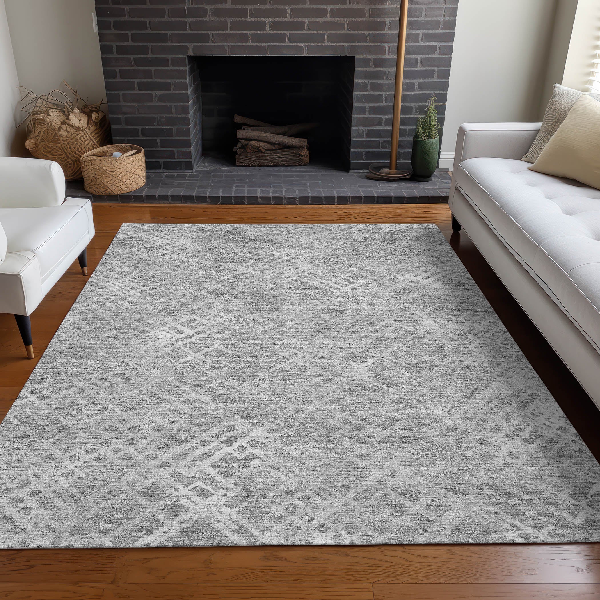 Tallinn Machine Washable Transitional Gray Rug 2'6" x 3'10" #shape_Rectangle