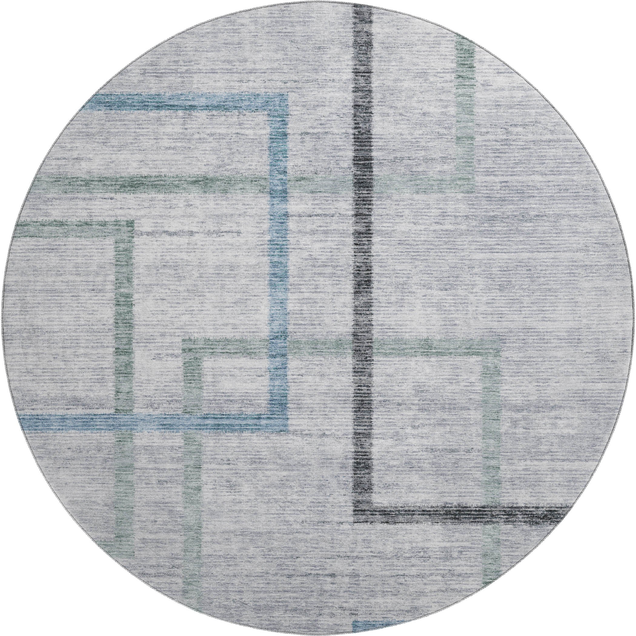 Tallinn Machine Washable Transitional Gray Rug 8' x 8' #shape_Round