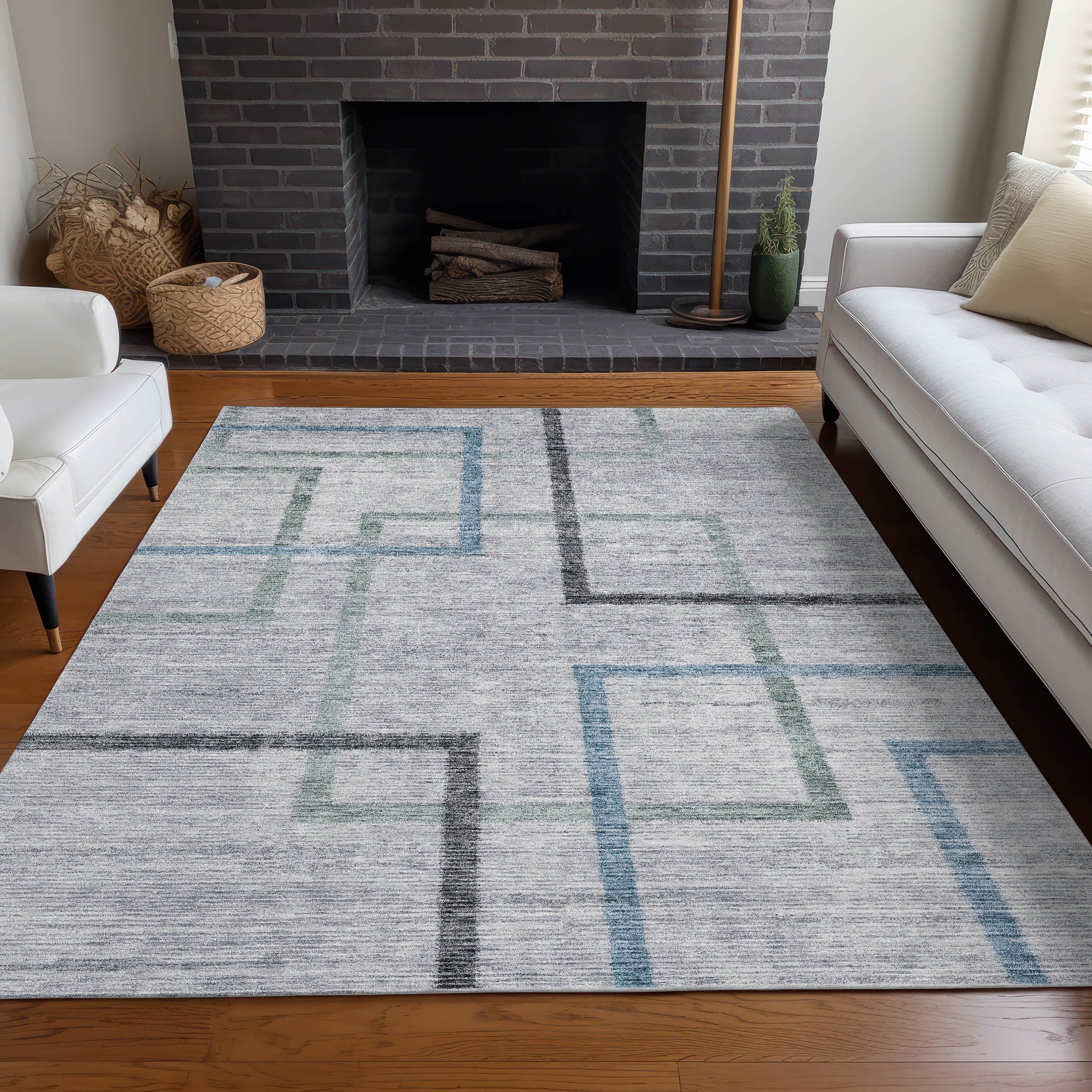 Tallinn Machine Washable Transitional Gray Rug 2'6" x 3'10" #shape_Rectangle