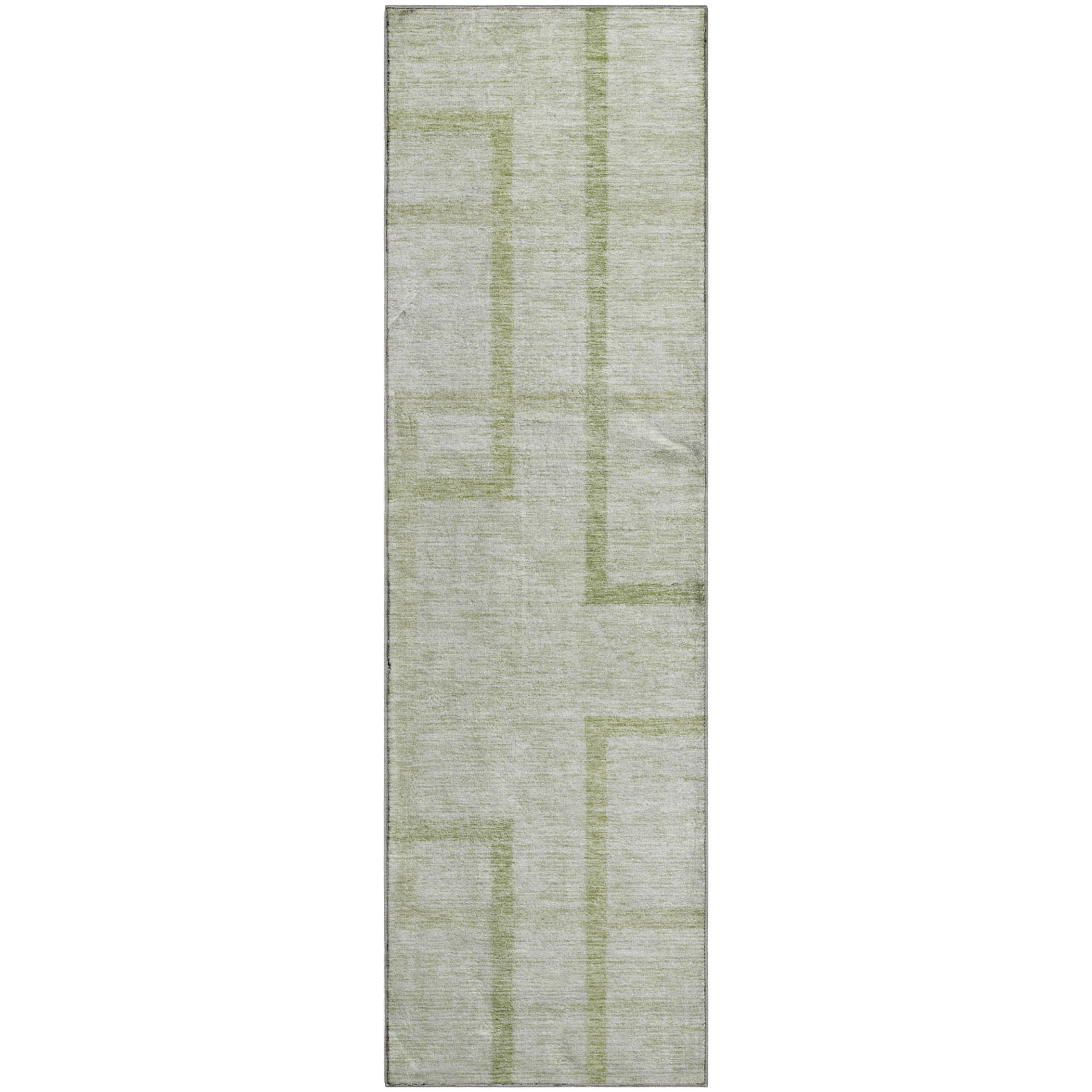 Montevideo Machine Washable Transitional Aloe Green Rug 2'3" x 7'6" #shape_Runner