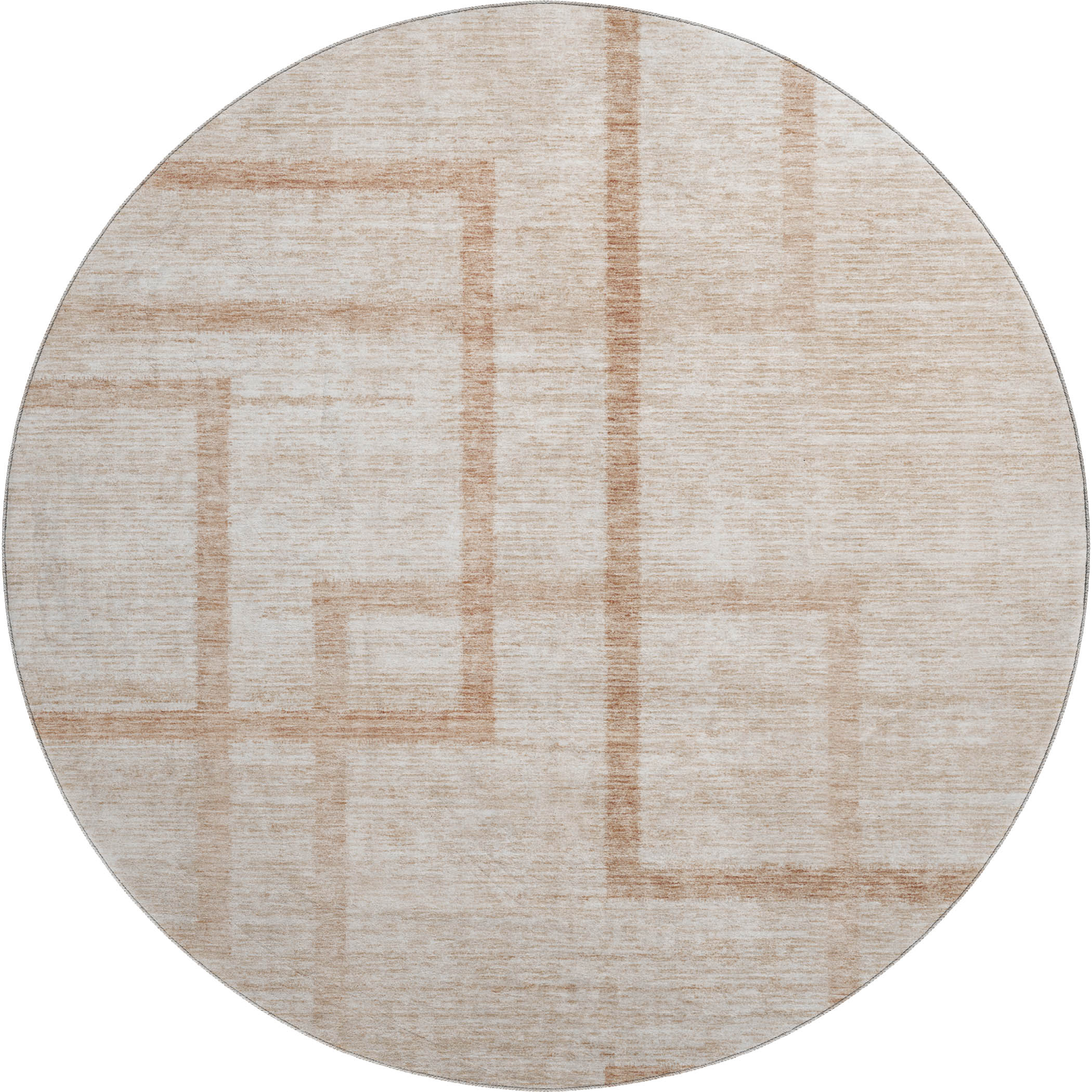 Montevideo Machine Washable Transitional Coral Orange Rug 8' x 8' #shape_Round