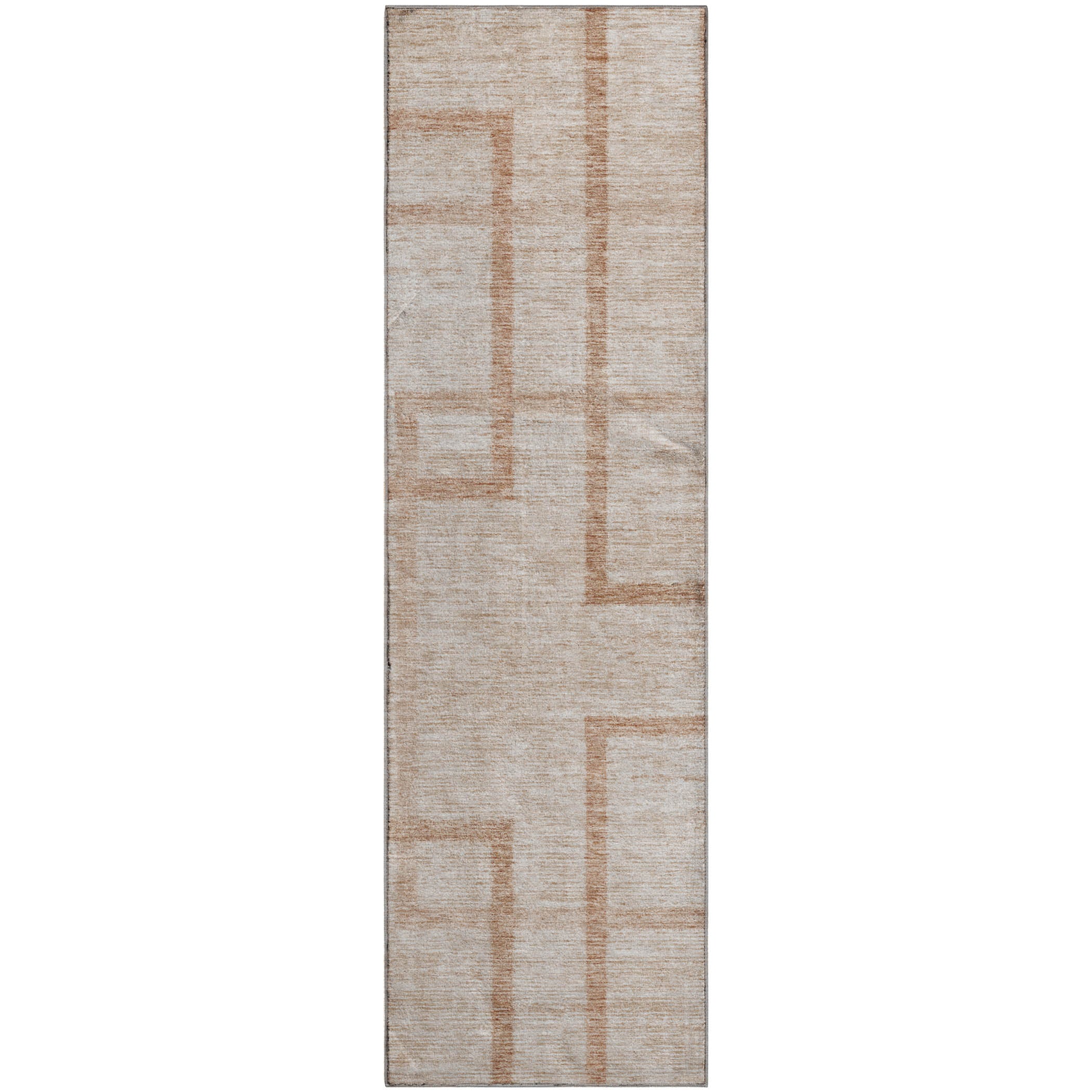 Montevideo Machine Washable Transitional Coral Orange Rug 2'3" x 7'6" #shape_Runner