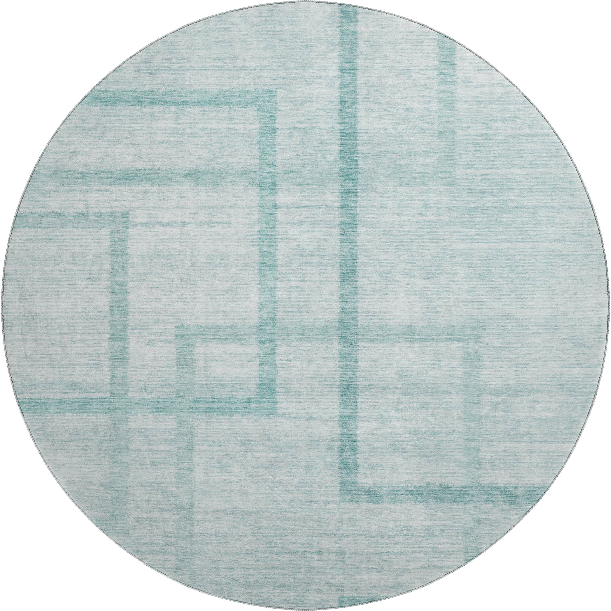 Montevideo Machine Washable Transitional Teal Rug 8' x 8' #shape_Round