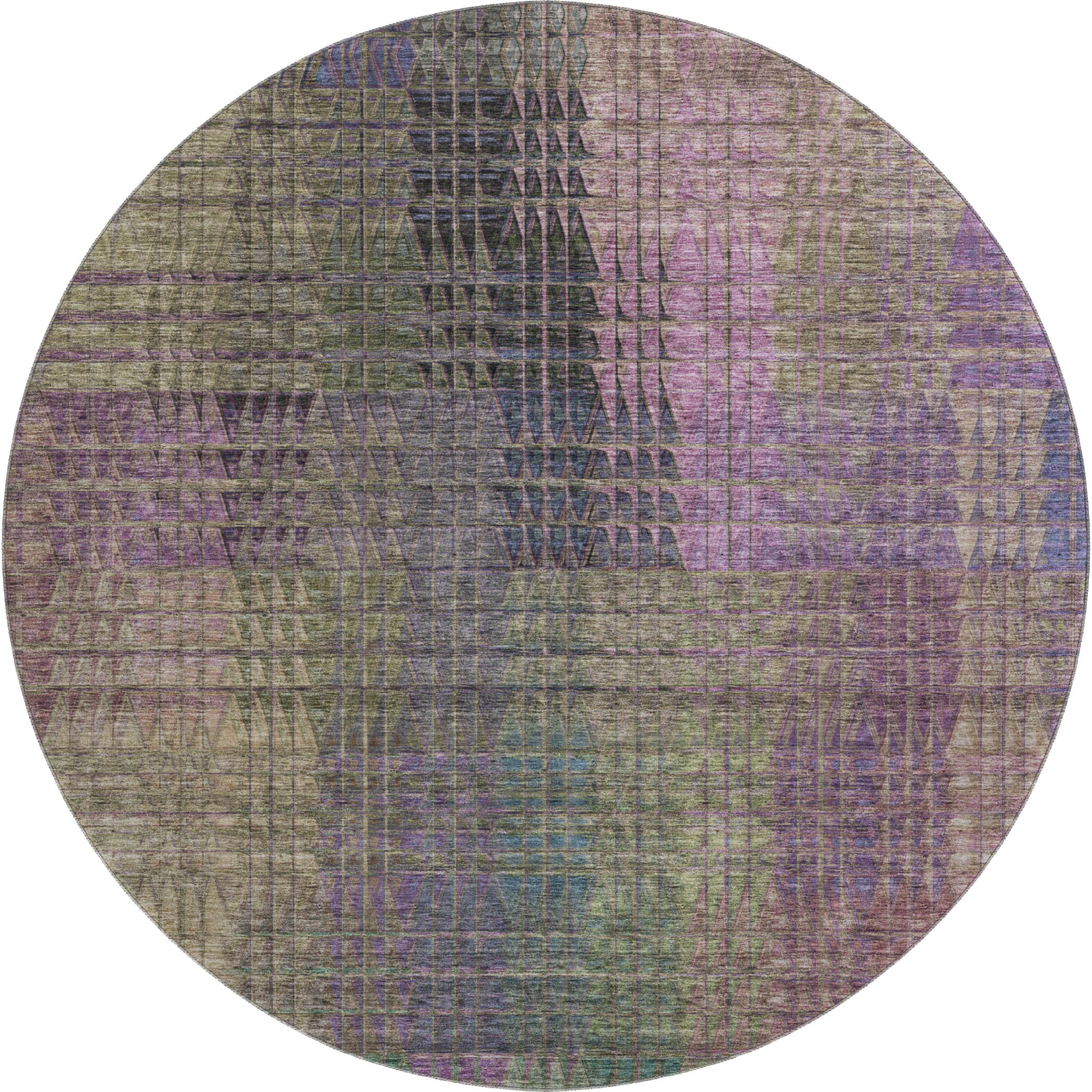 Rome Machine Washable Transitional Plum Purple Rug 8' x 8' #shape_Round