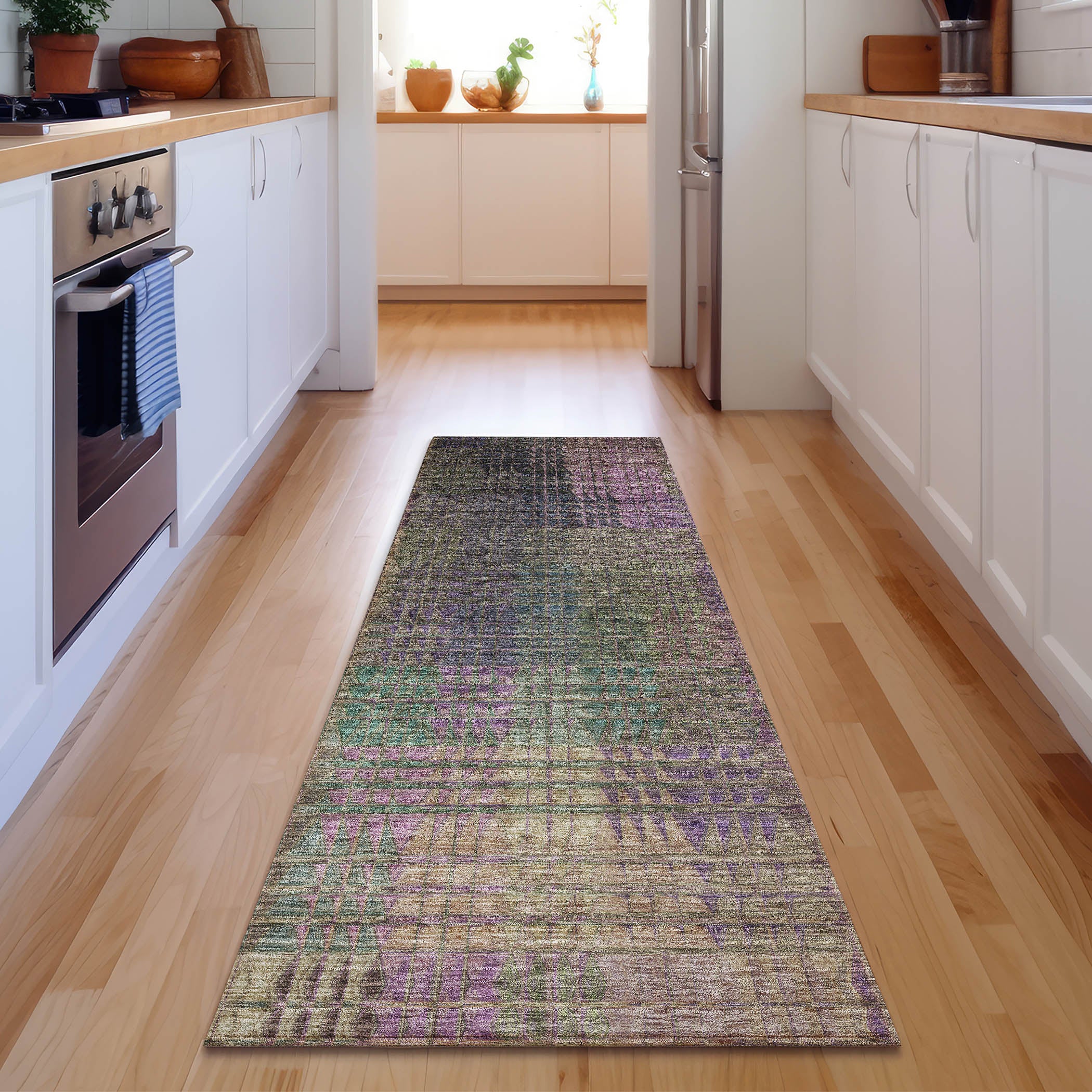 Rome Machine Washable Transitional Plum Purple Rug 2'3" x 7'6" #shape_Runner