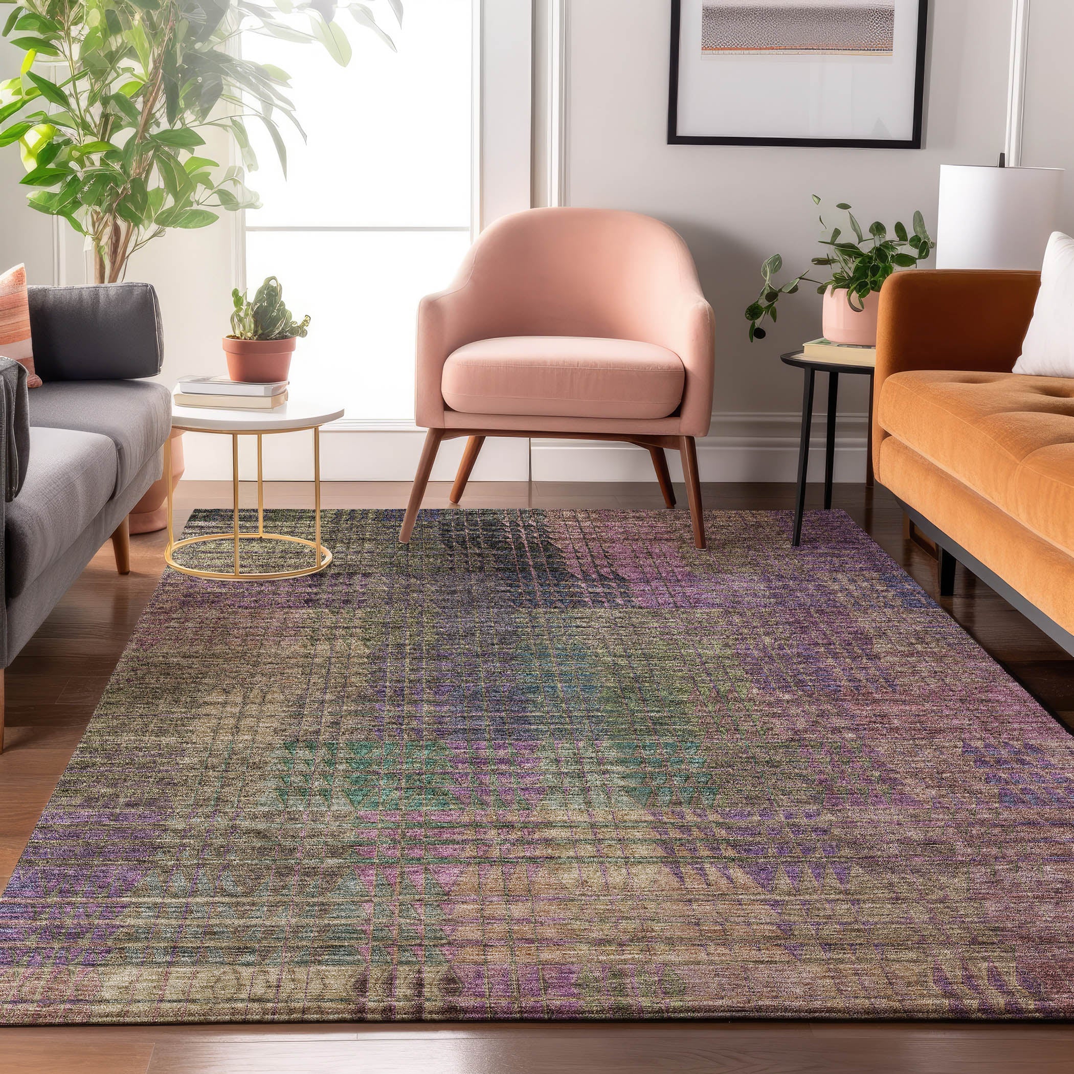 Rome Machine Washable Transitional Plum Purple Rug 2'6" x 3'10" #shape_Rectangle