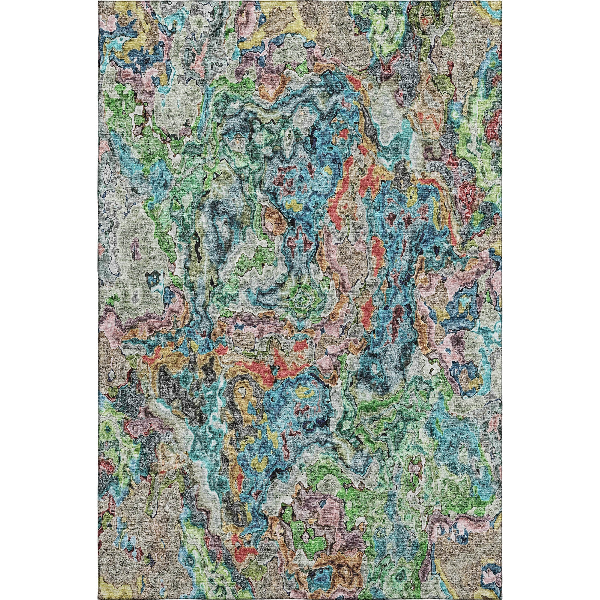 Seoul Machine Washable Transitional Blue Rug 2'6" x 3'10" #shape_Rectangle
