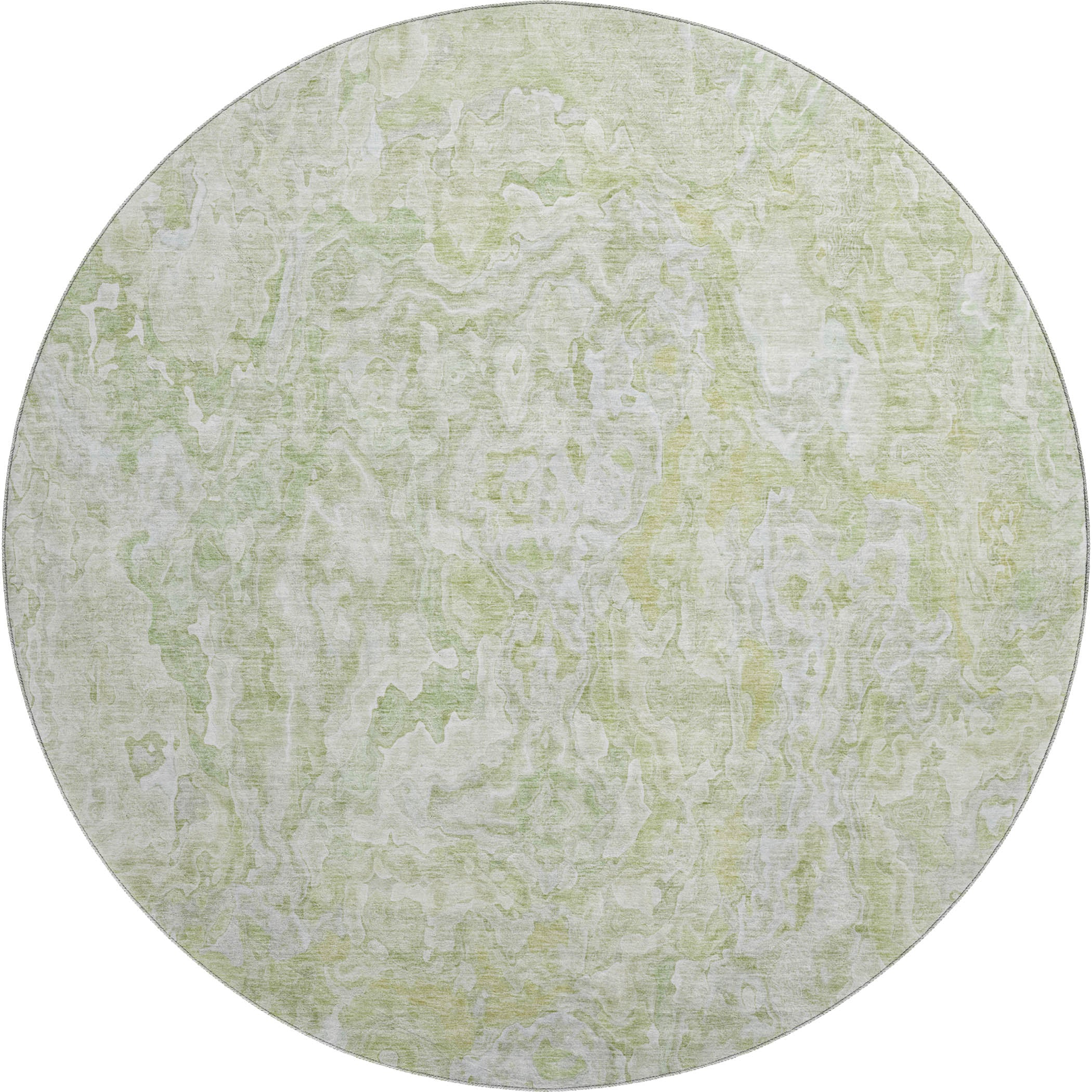 Seoul Machine Washable Transitional Green Rug 8' x 8' #shape_Round