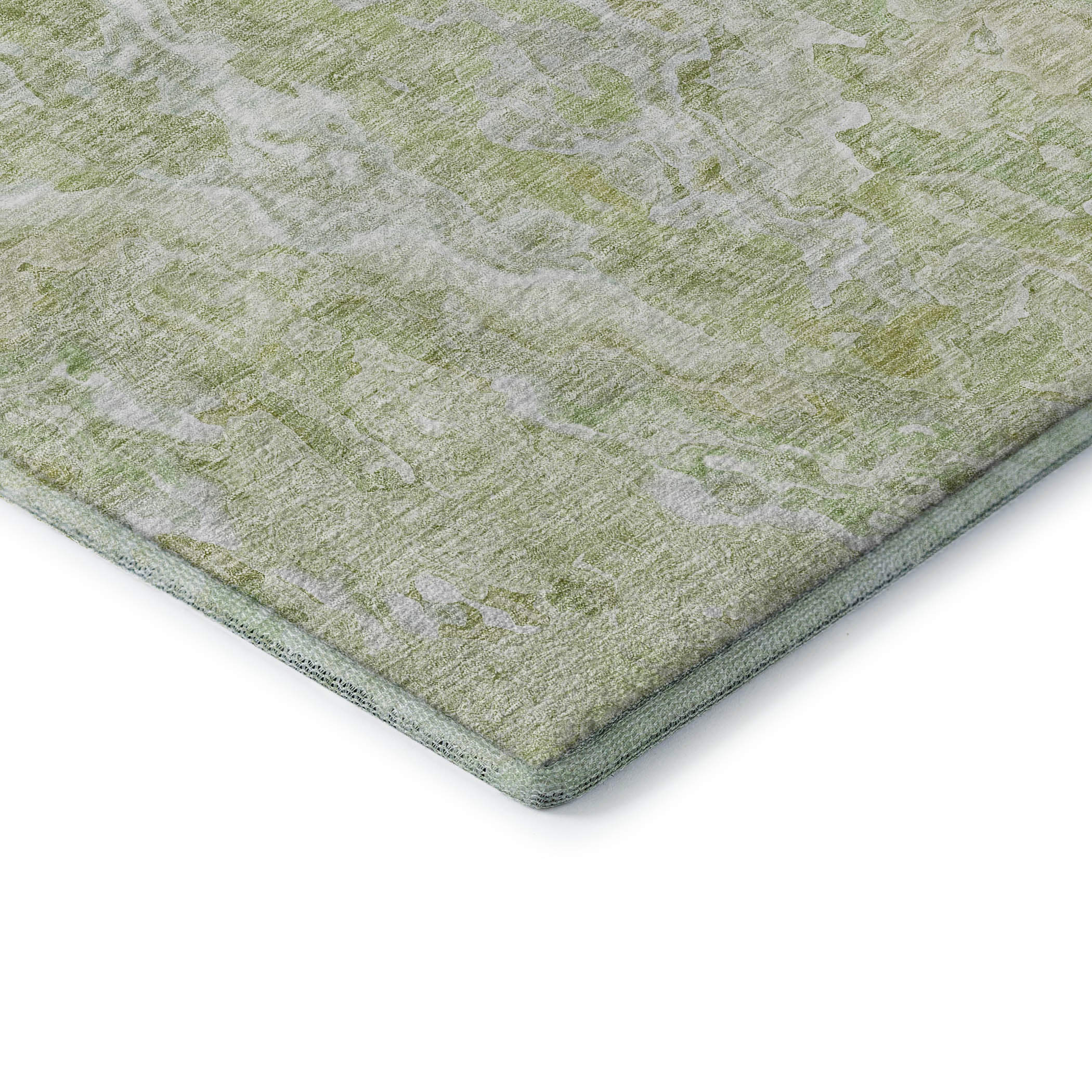 Seoul Machine Washable Transitional Green Rug 1'8" x 2'6" #shape_Rectangle