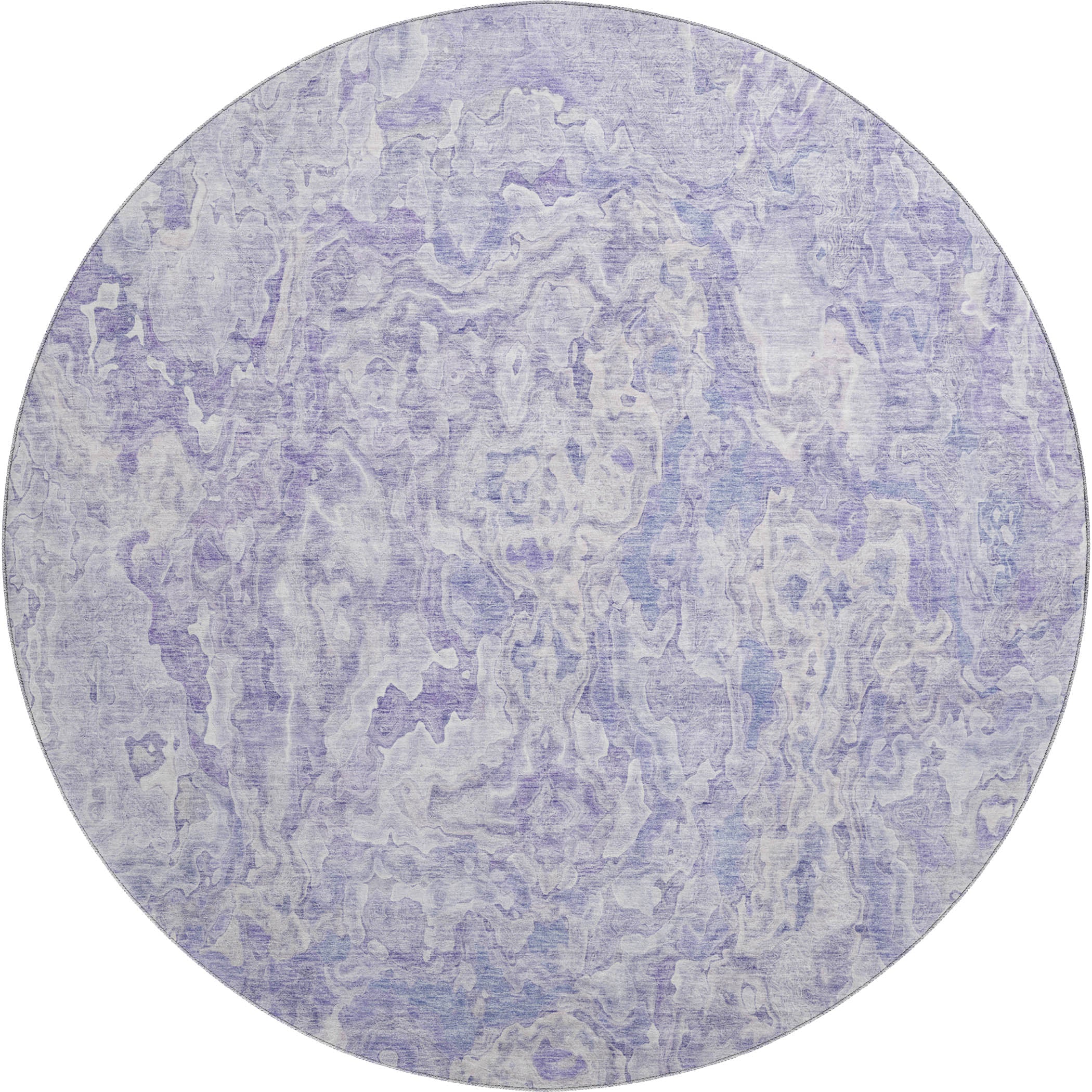 Seoul Machine Washable Transitional Plum Purple Rug 8' x 8' #shape_Round