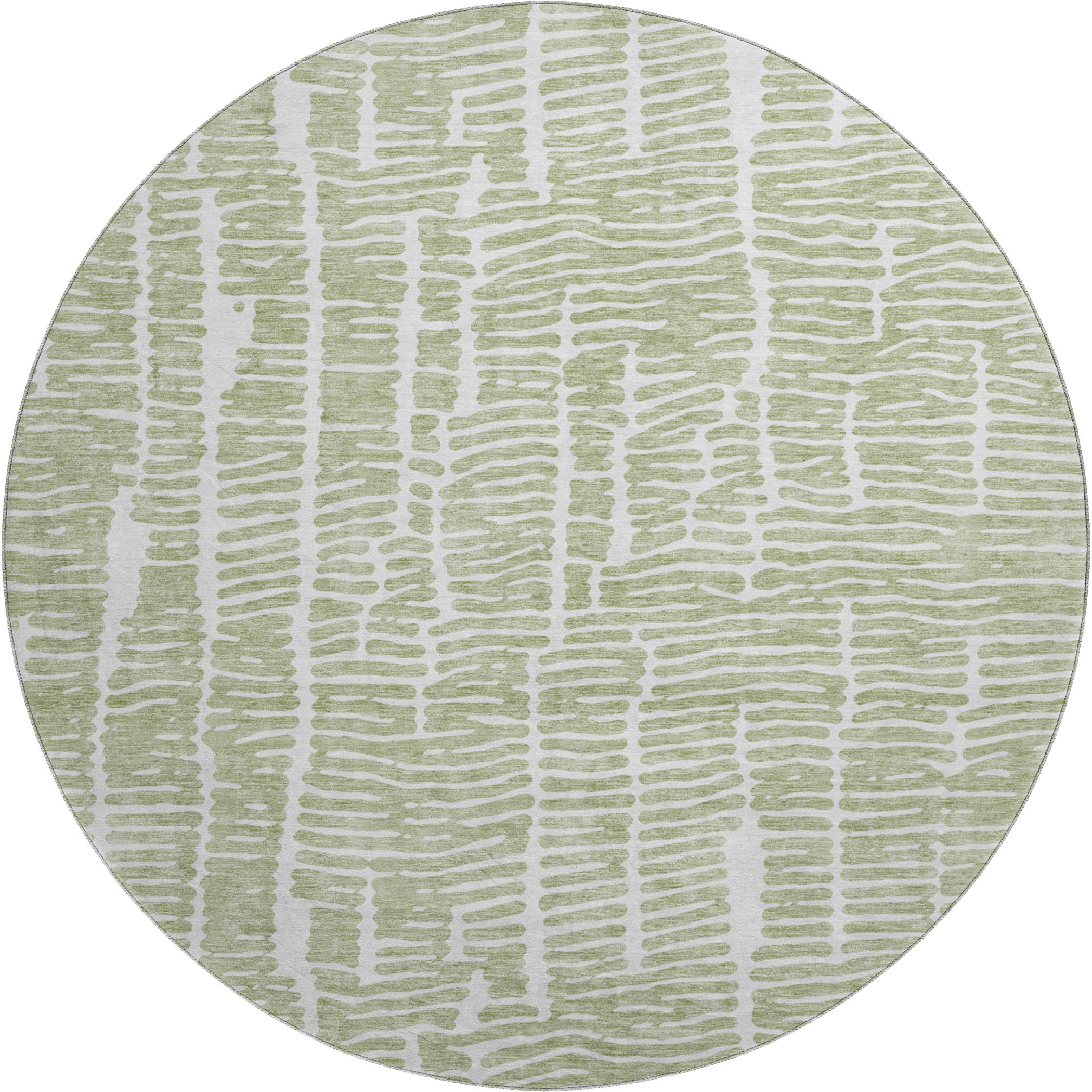 Lima Machine Washable Transitional Aloe Green Rug 8' x 8' #shape_Round