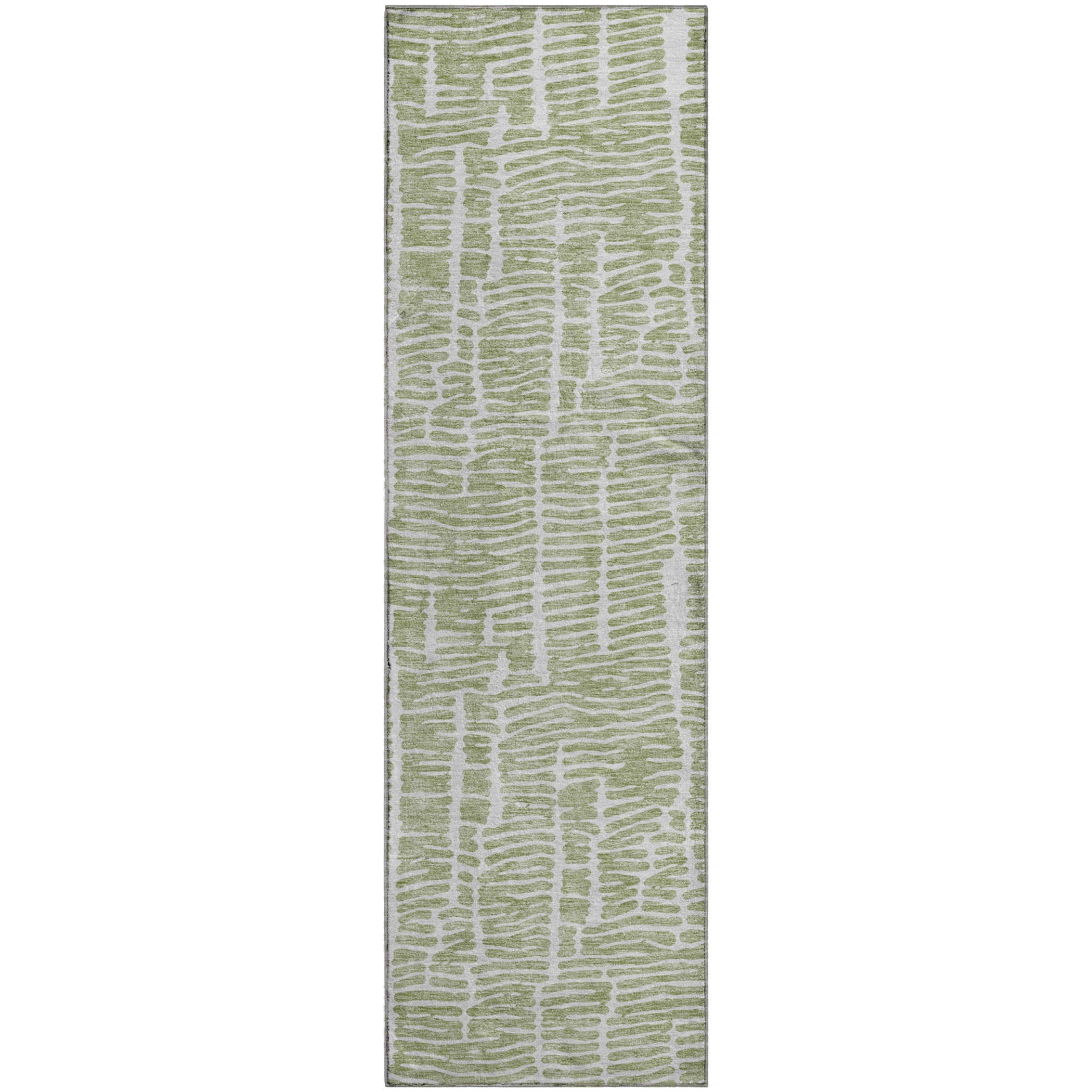 Lima Machine Washable Transitional Aloe Green Rug 2'3" x 7'6" #shape_Runner