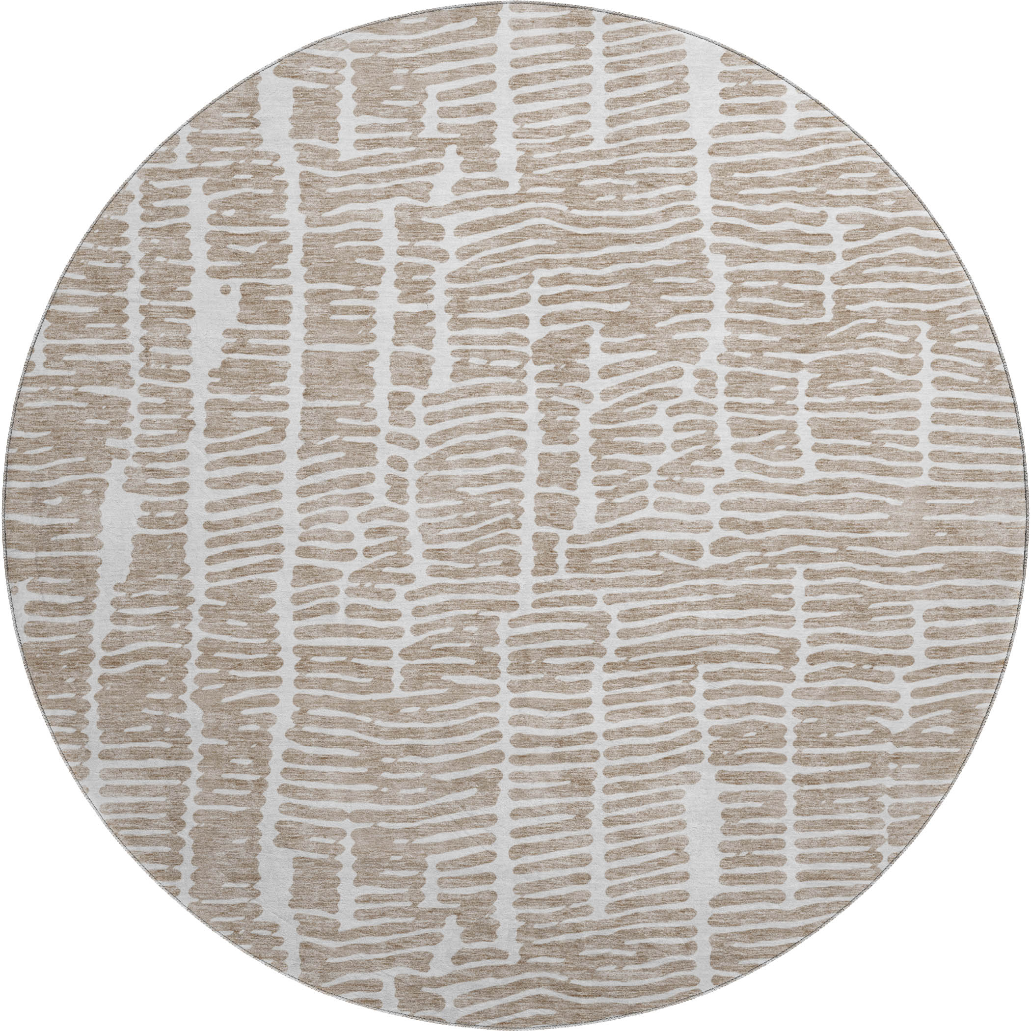 Lima Machine Washable Transitional Brown Rug 8' x 8' #shape_Round