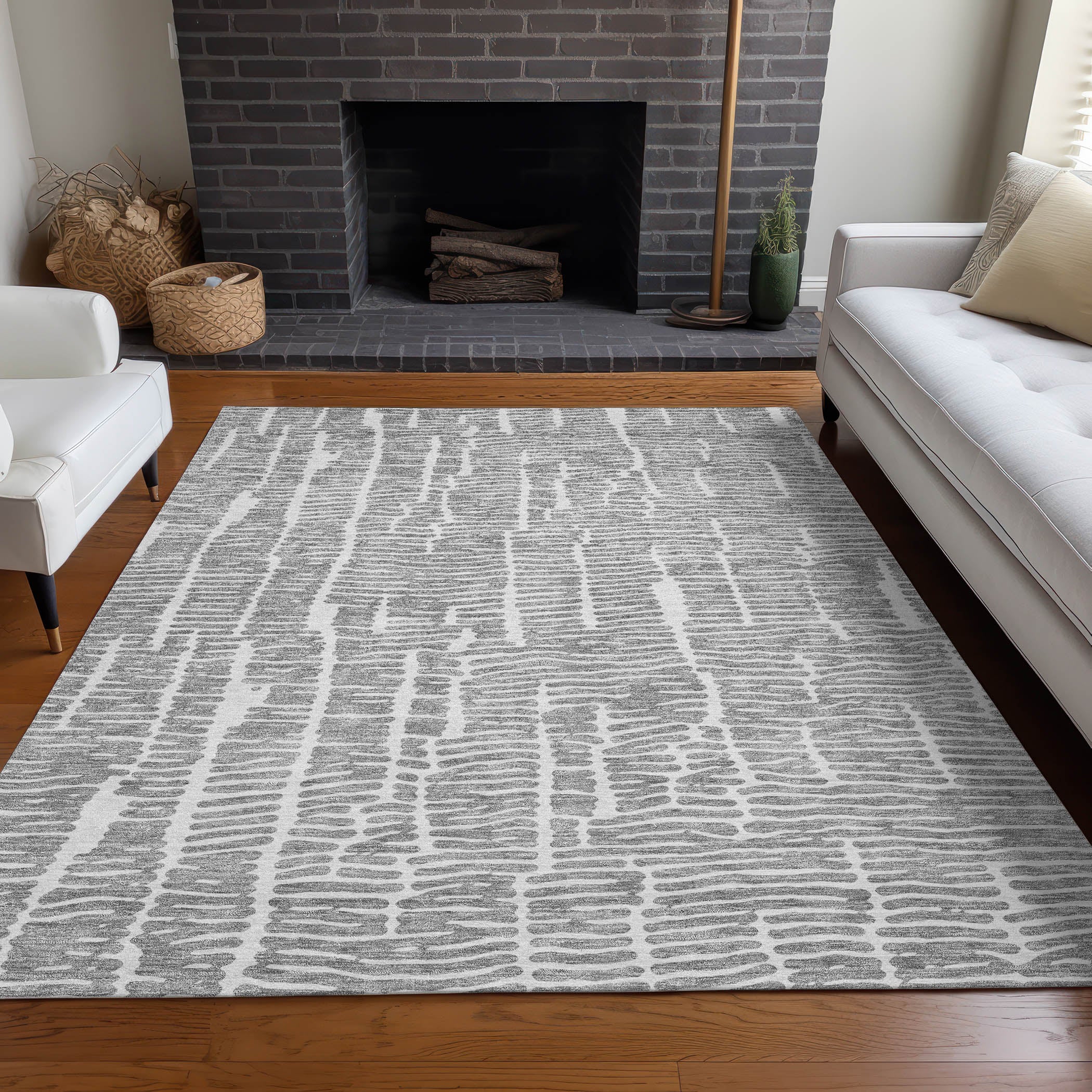 Lima Machine Washable Transitional Gray Rug 2'6" x 3'10" #shape_Rectangle