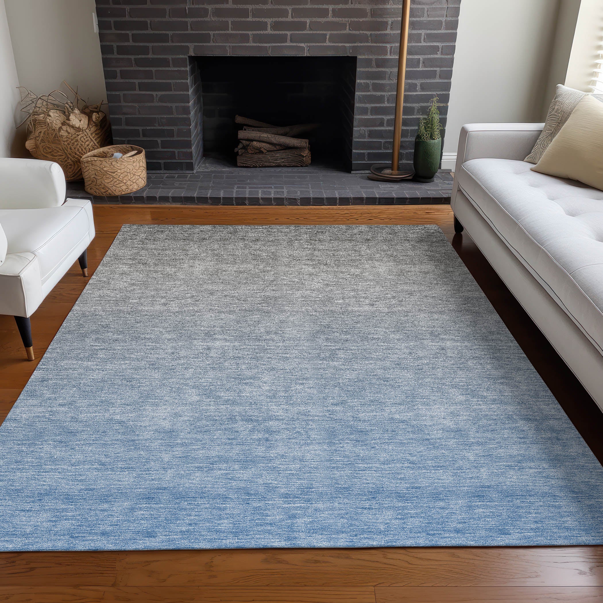 Tallinn Machine Washable Transitional Blue Rug 2'6" x 3'10" #shape_Rectangle