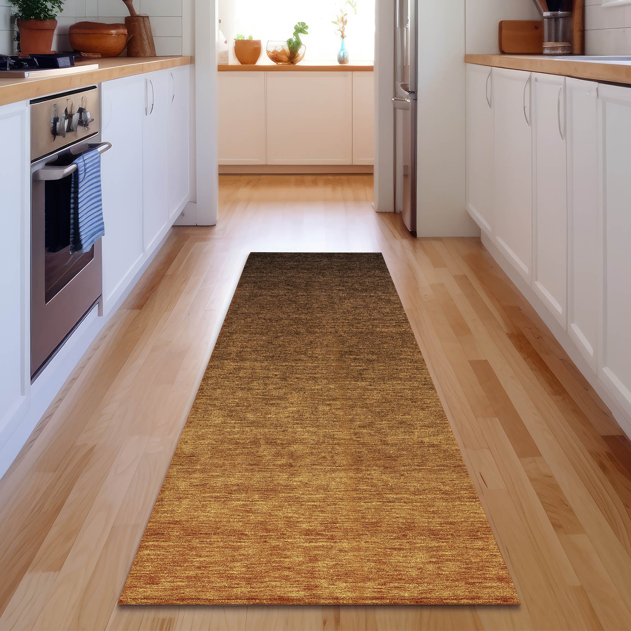 Tallinn Machine Washable Transitional Chocolate Brown Rug 2'3" x 7'6" #shape_Runner