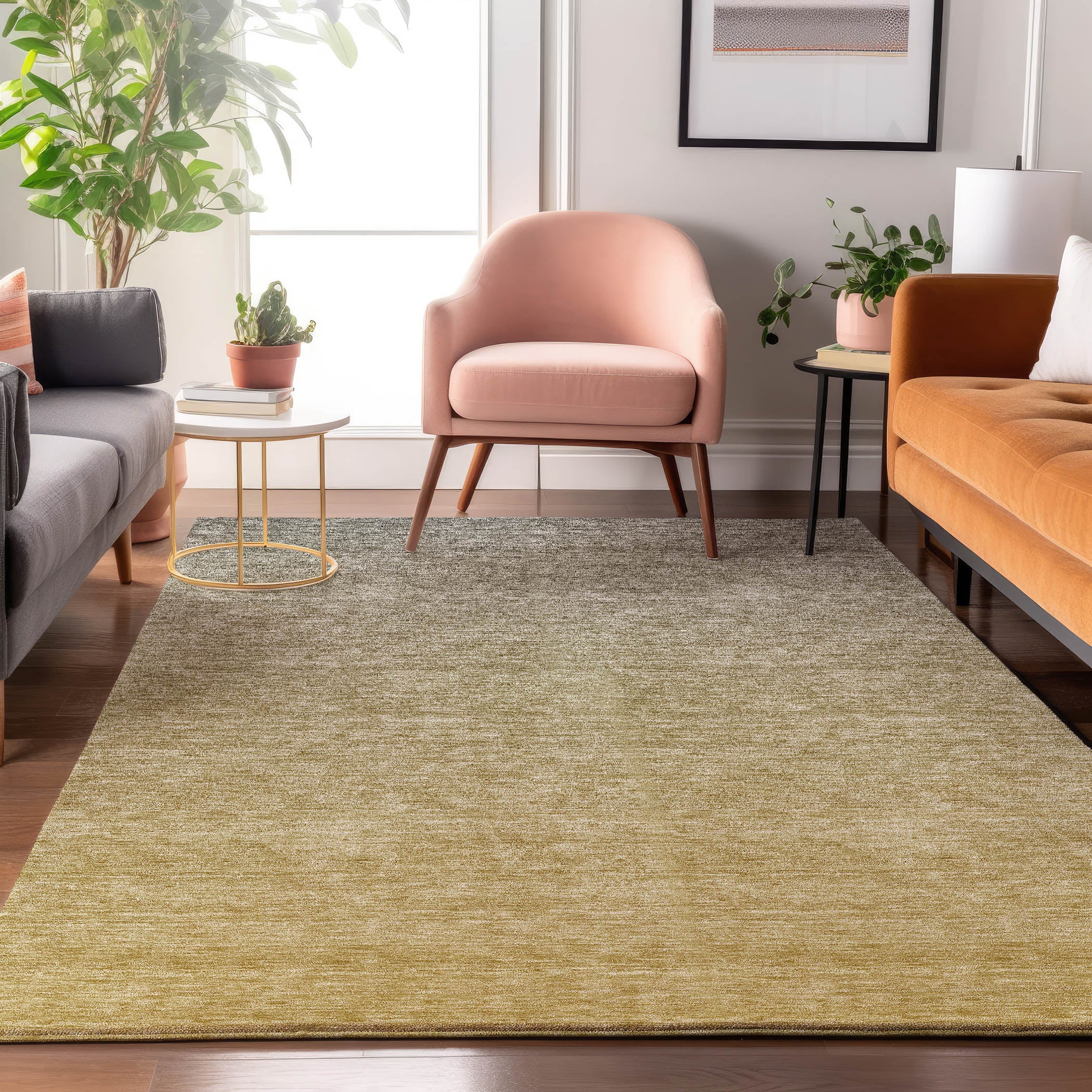 Tallinn Machine Washable Transitional Gold Rug 2'6" x 3'10" #shape_Rectangle