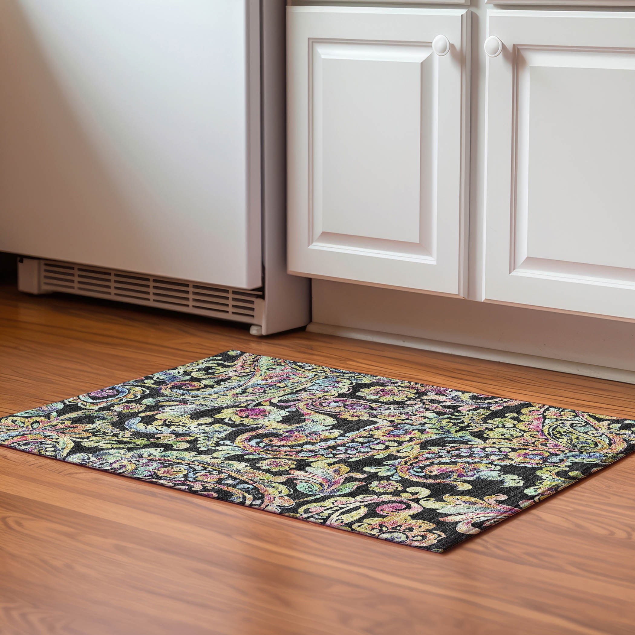 Chiang Mai Machine Washable Transitional Black Rug 1'8" x 2'6" #shape_Rectangle