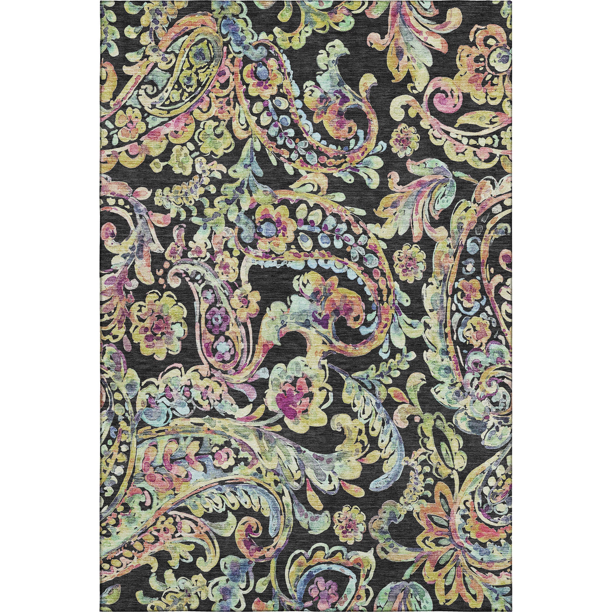 Chiang Mai Machine Washable Transitional Black Rug 2'6" x 3'10" #shape_Rectangle
