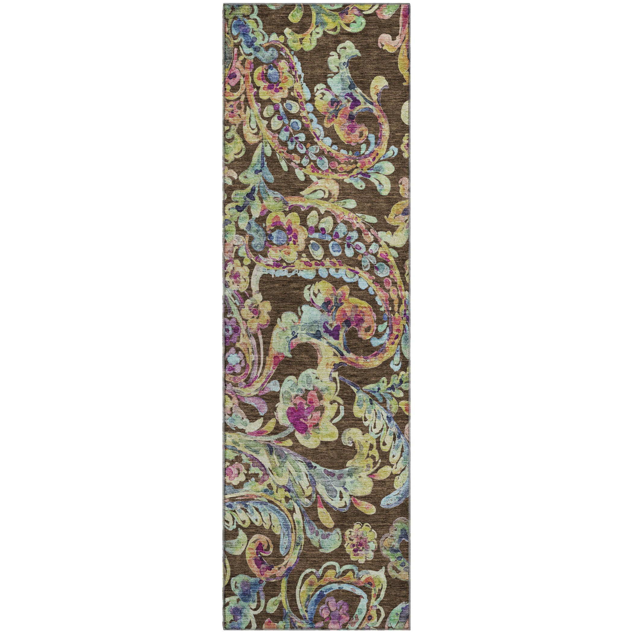 Chiang Mai Machine Washable Transitional Chocolate Brown Rug 2'3" x 7'6" #shape_Runner