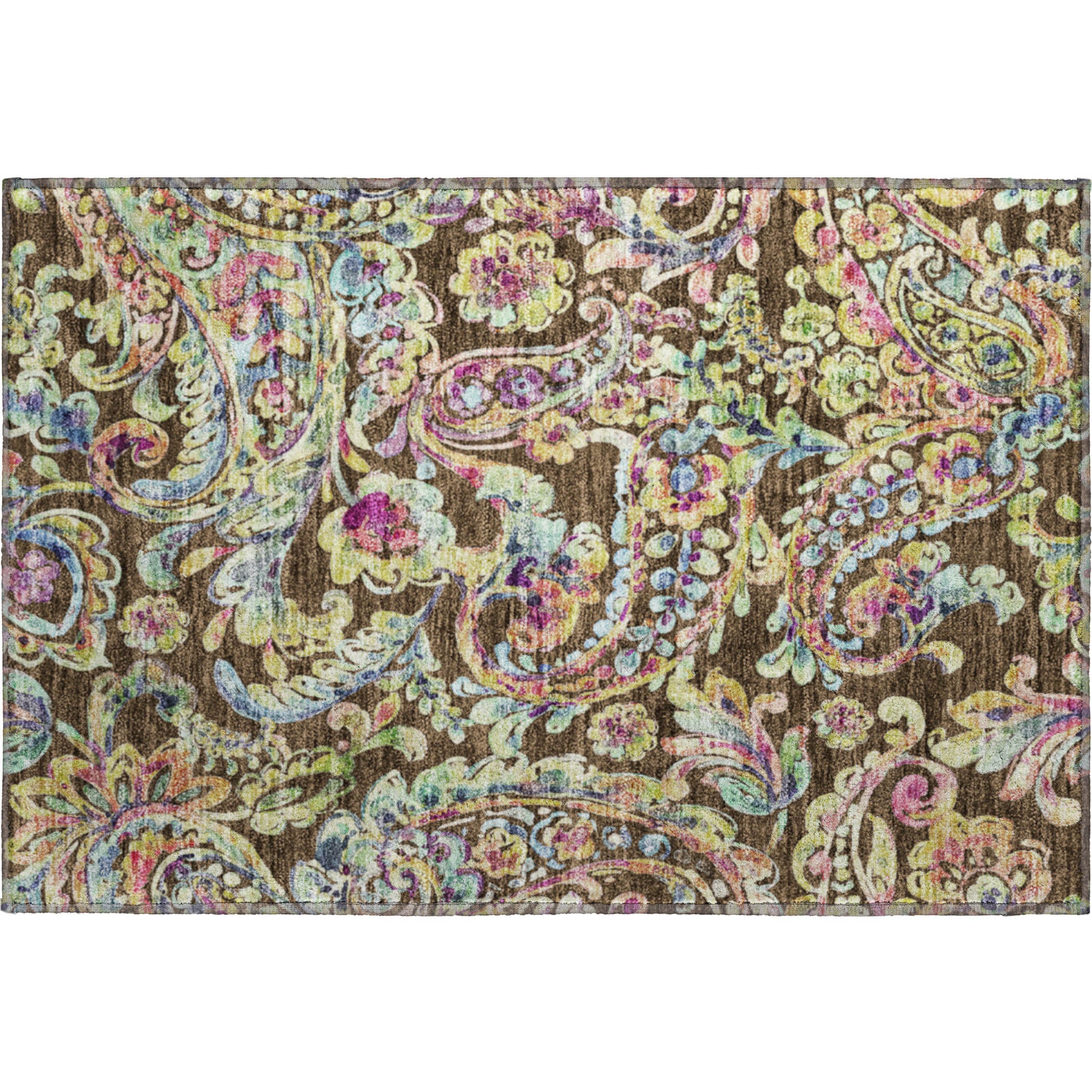 Chiang Mai Machine Washable Transitional Chocolate Brown Rug 1'8" x 2'6" #shape_Rectangle