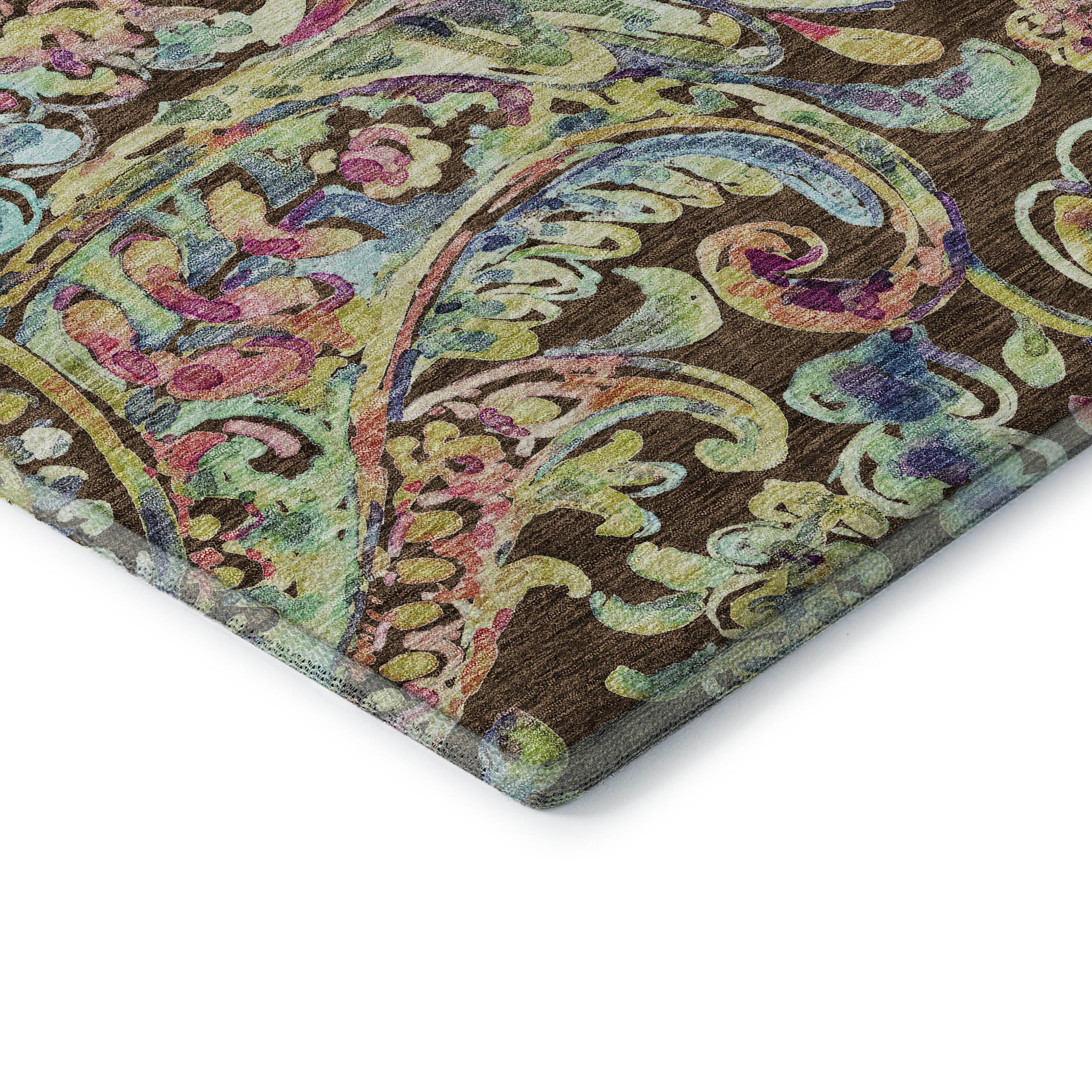 Chiang Mai Machine Washable Transitional Chocolate Brown Rug 1'8" x 2'6" #shape_Rectangle
