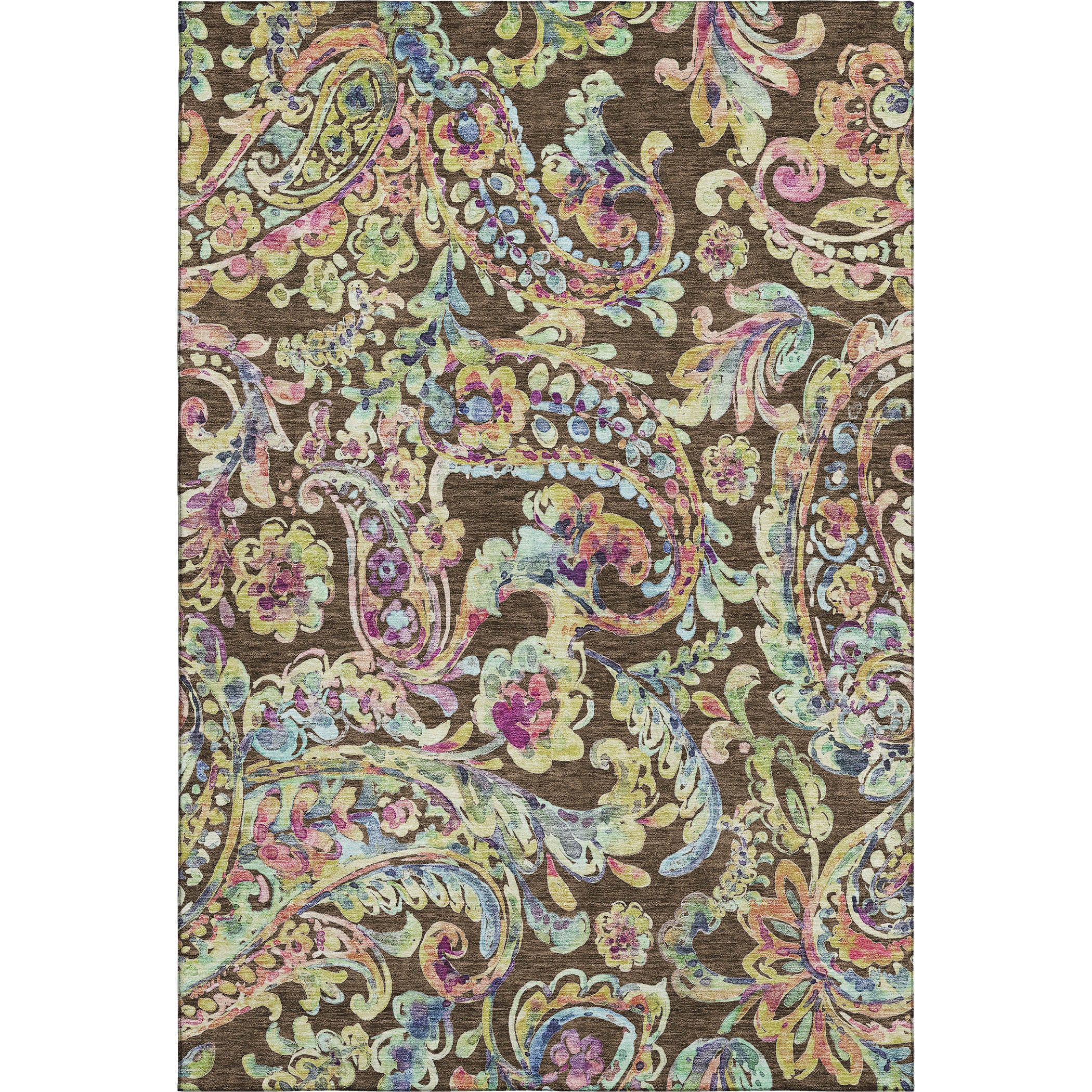 Chiang Mai Machine Washable Transitional Chocolate Brown Rug 2'6" x 3'10" #shape_Rectangle