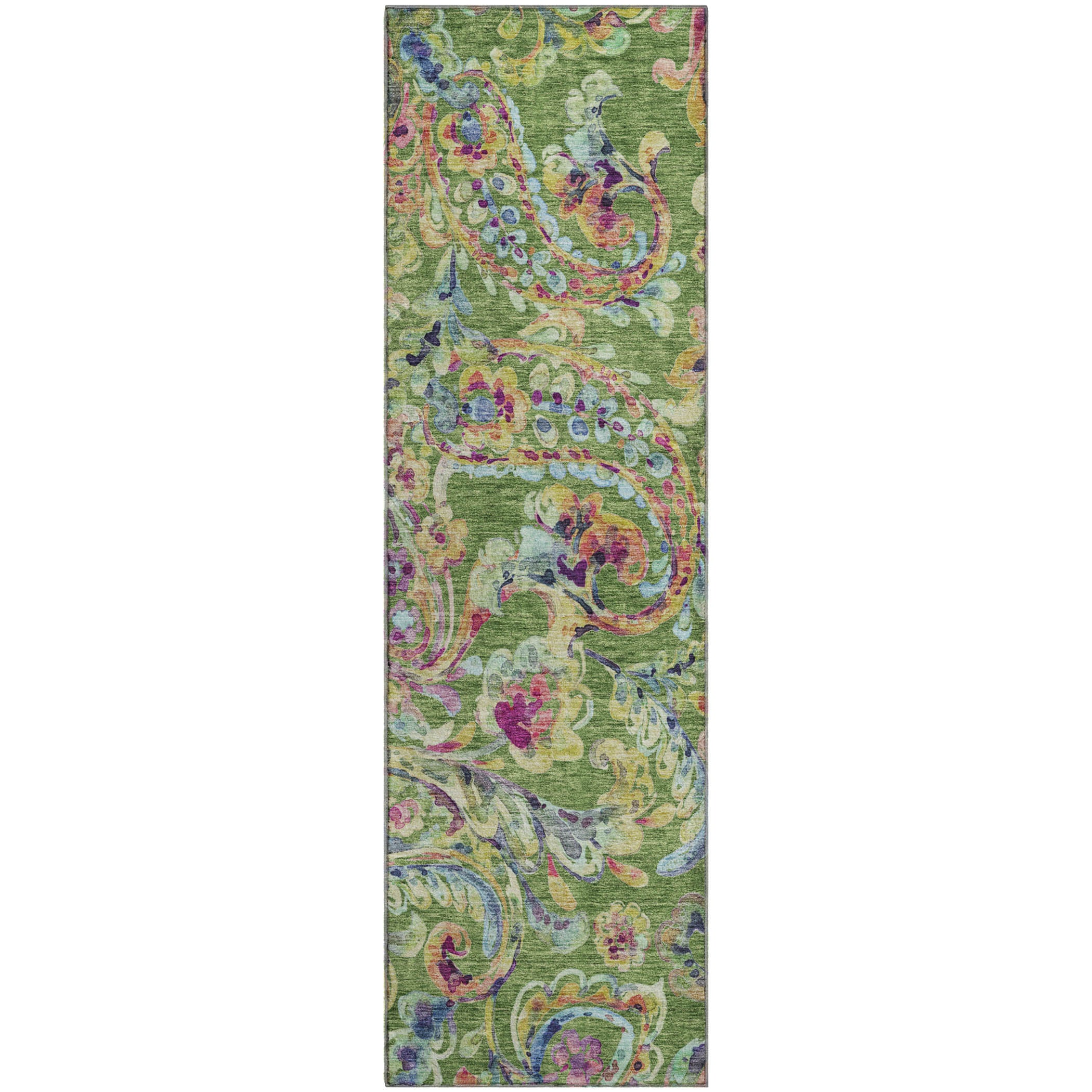 Chiang Mai Machine Washable Transitional Fern Green Rug 2'3" x 7'6" #shape_Runner