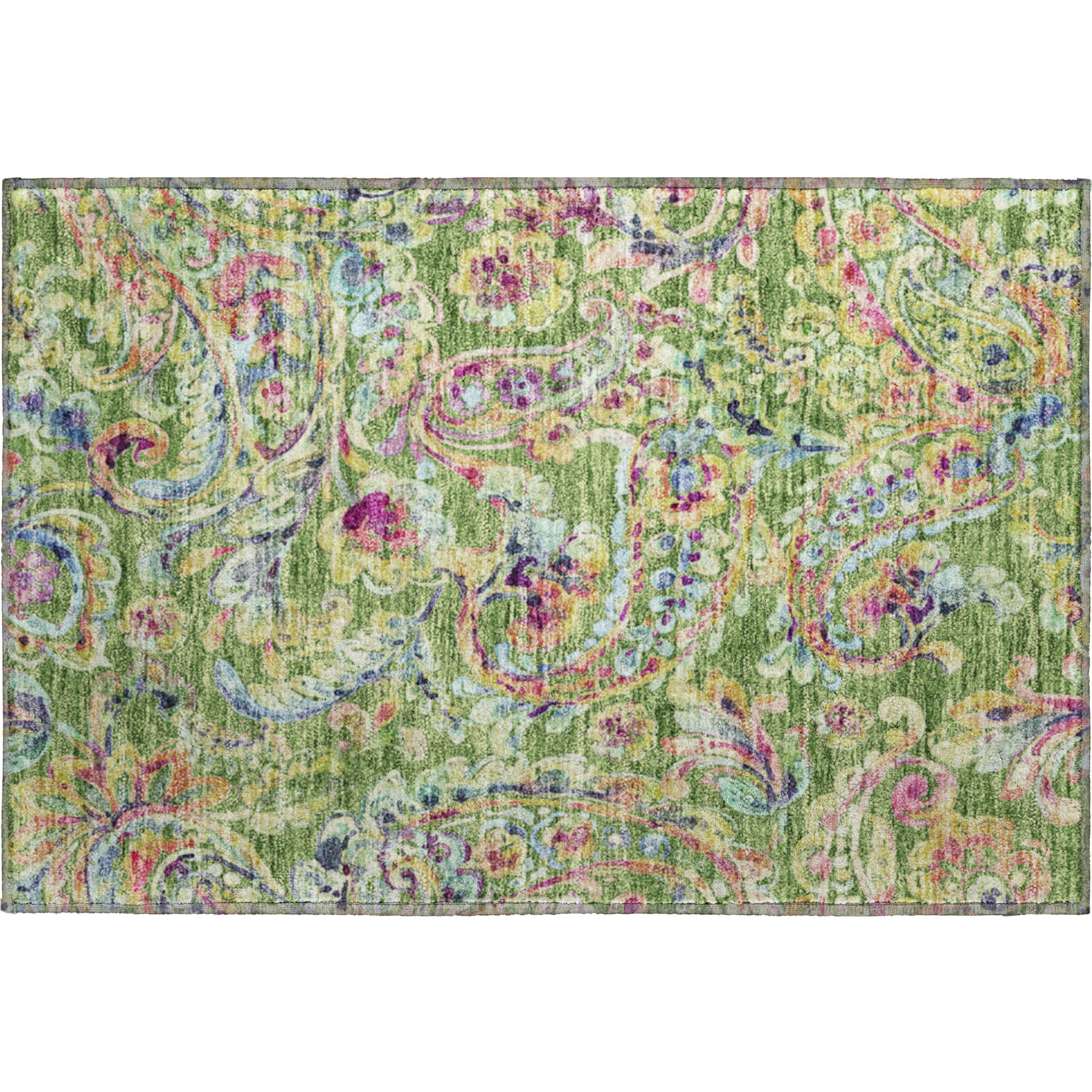 Chiang Mai Machine Washable Transitional Fern Green Rug 1'8" x 2'6" #shape_Rectangle