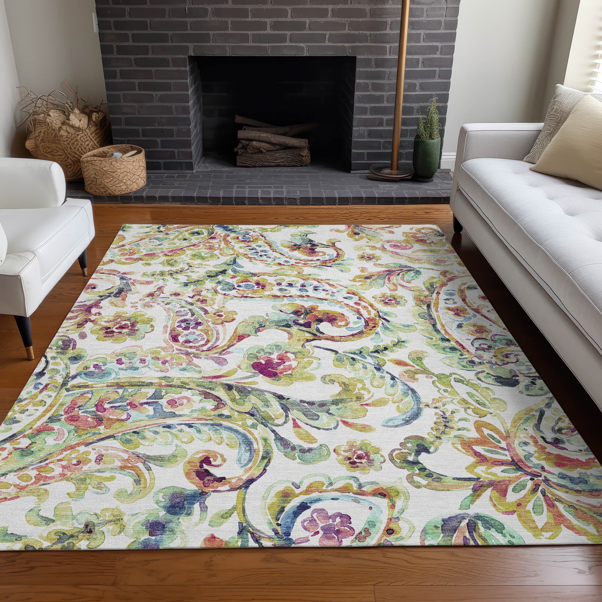 Chiang Mai Machine Washable Transitional Ivory Rug 2'6" x 3'10" #shape_Rectangle