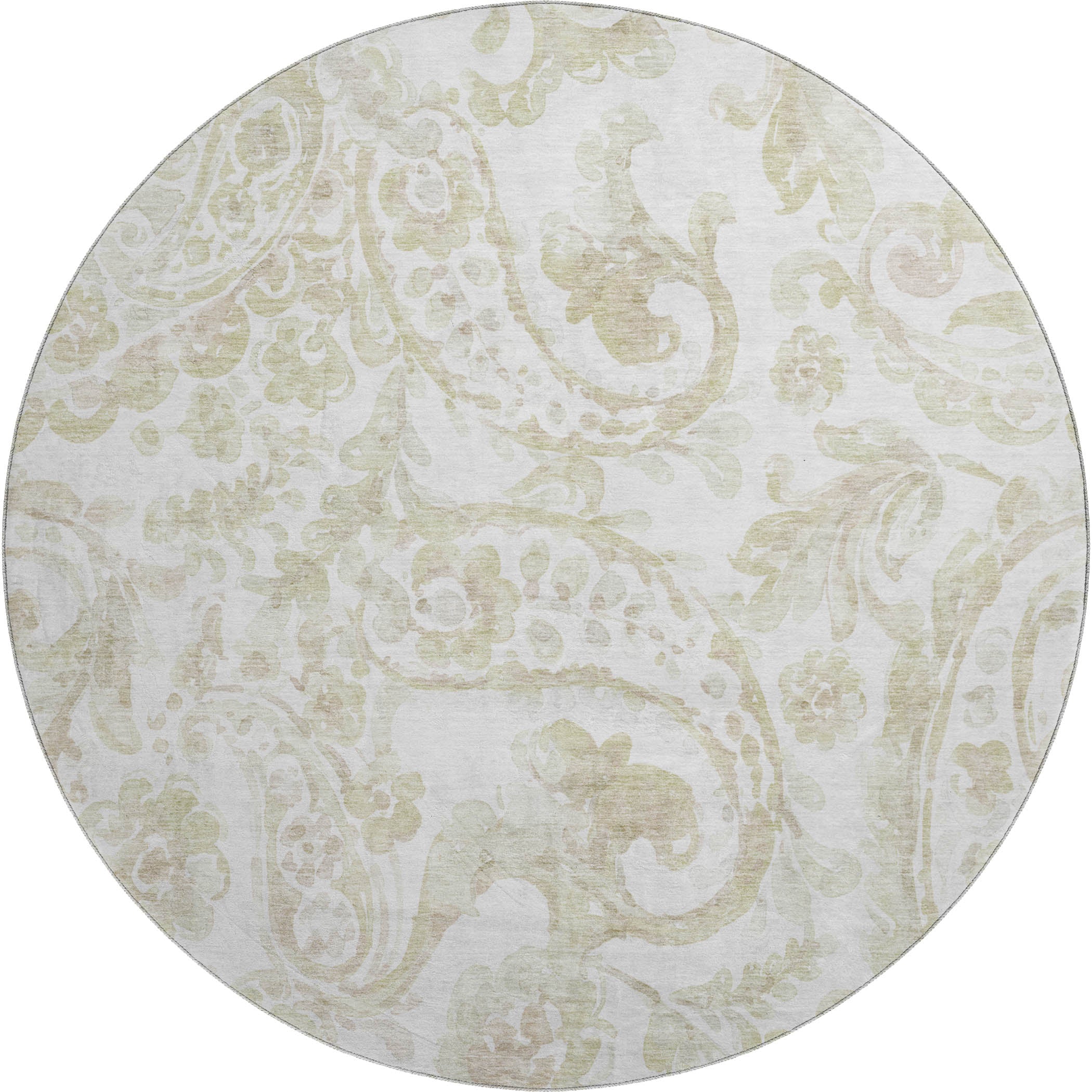 Budapest Machine Washable Transitional Beige Brown Rug 8' x 8' #shape_Round