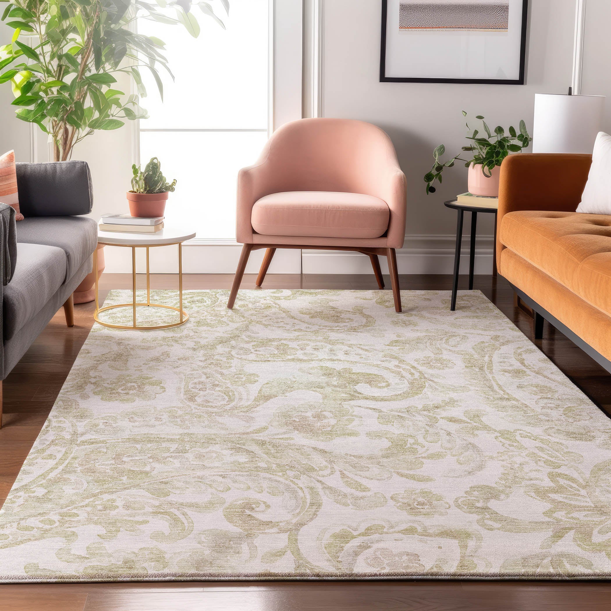 Budapest Machine Washable Transitional Beige Brown Rug 2'6" x 3'10" #shape_Rectangle