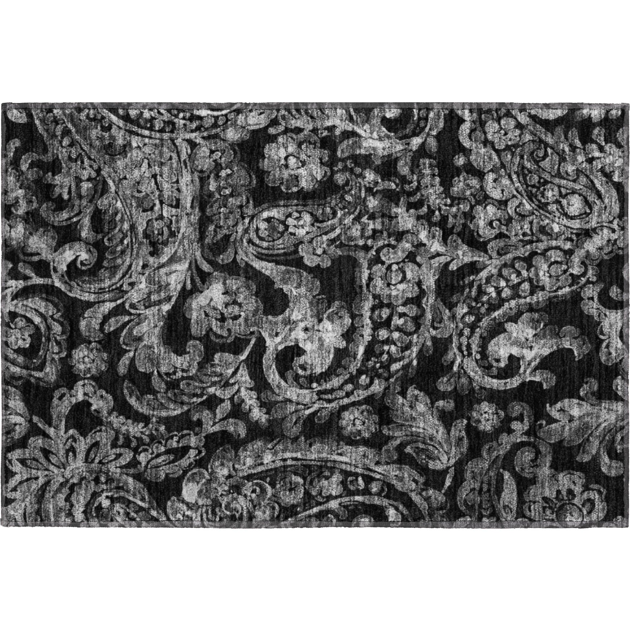 Budapest Machine Washable Transitional Black Rug 1'8" x 2'6" #shape_Rectangle