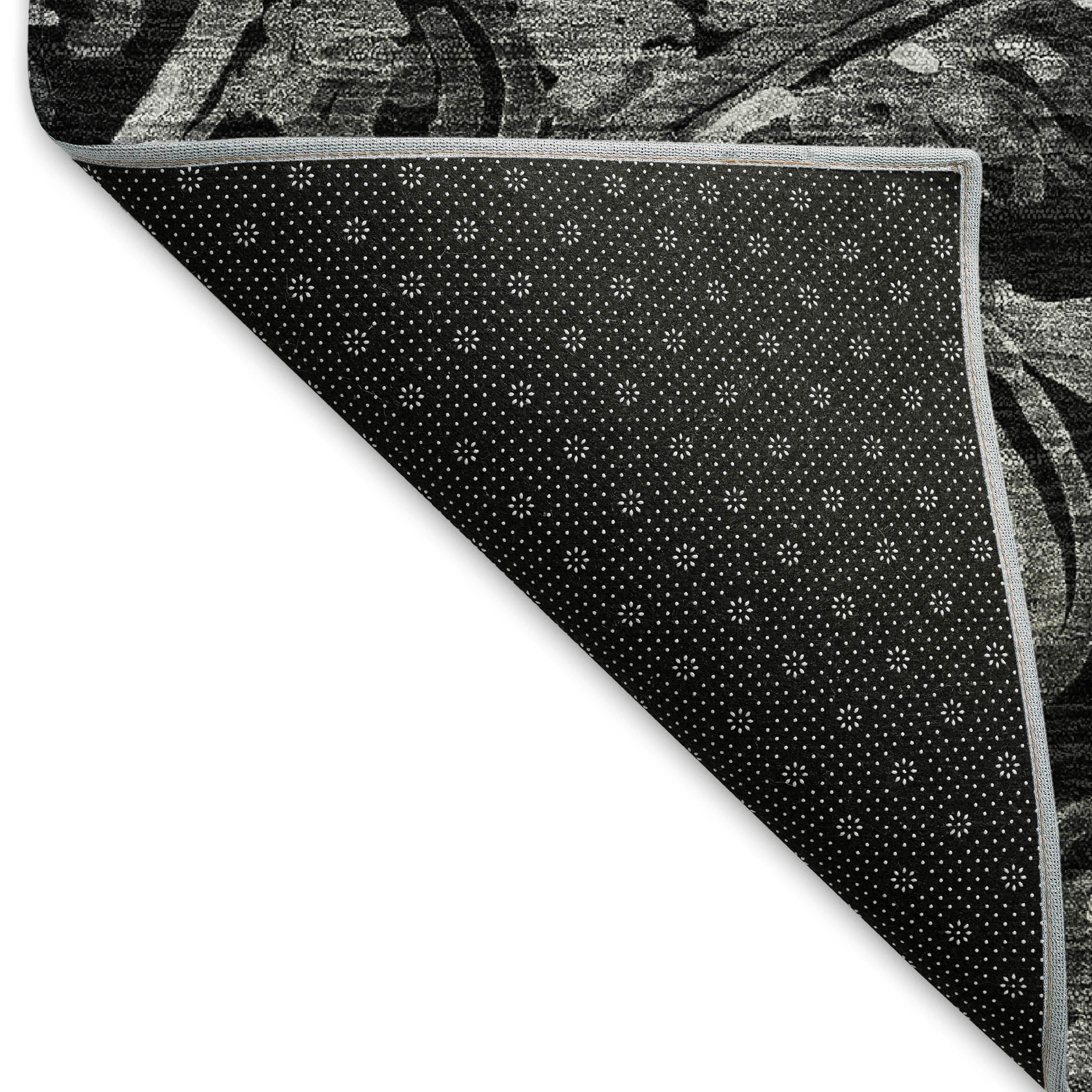 Budapest Machine Washable Transitional Black Rug 1'8" x 2'6" #shape_Rectangle