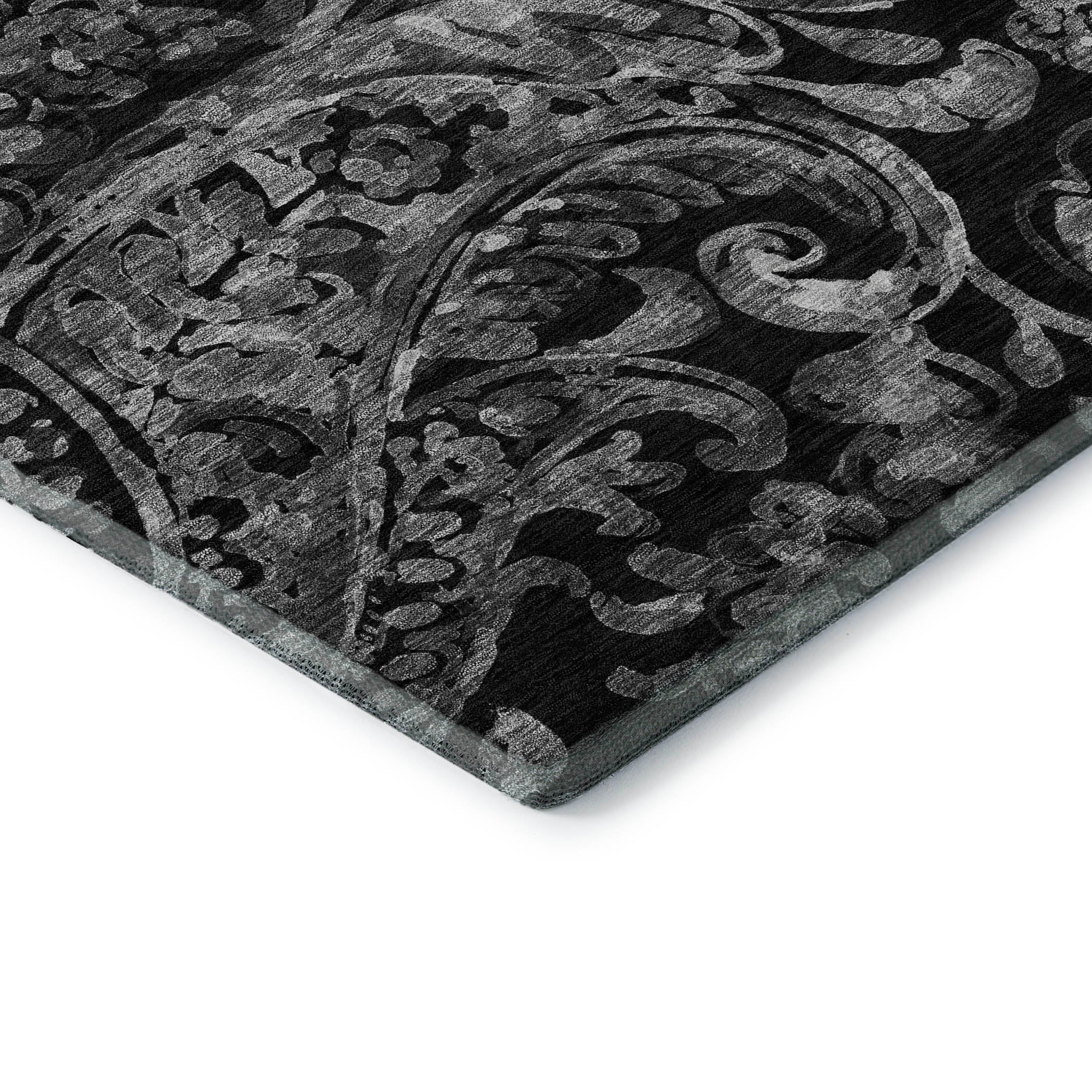Budapest Machine Washable Transitional Black Rug 1'8" x 2'6" #shape_Rectangle