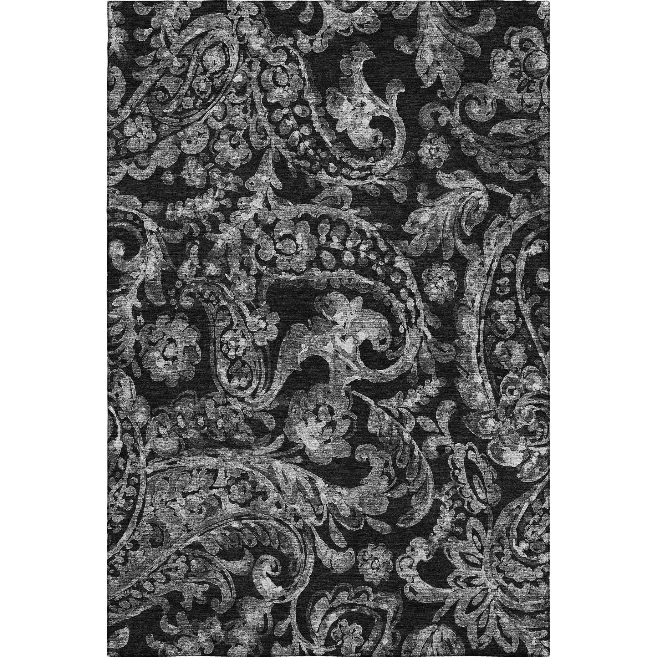 Budapest Machine Washable Transitional Black Rug 2'6" x 3'10" #shape_Rectangle