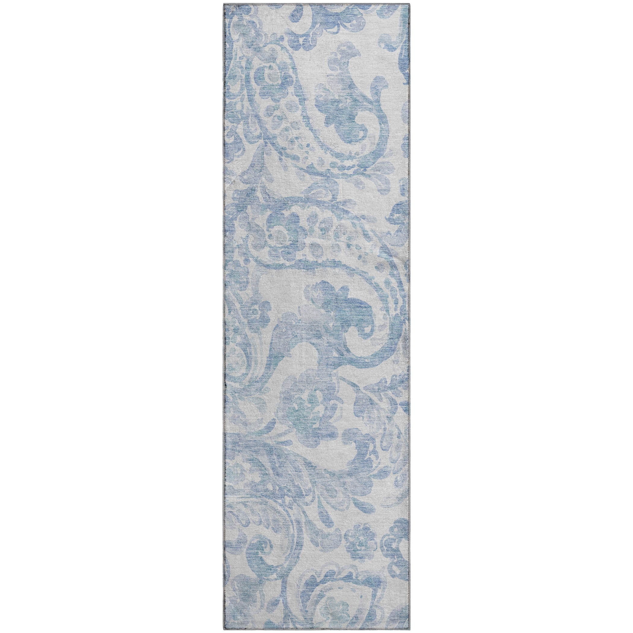 Budapest Machine Washable Transitional Sky Blue Rug 2'3" x 7'6" #shape_Runner