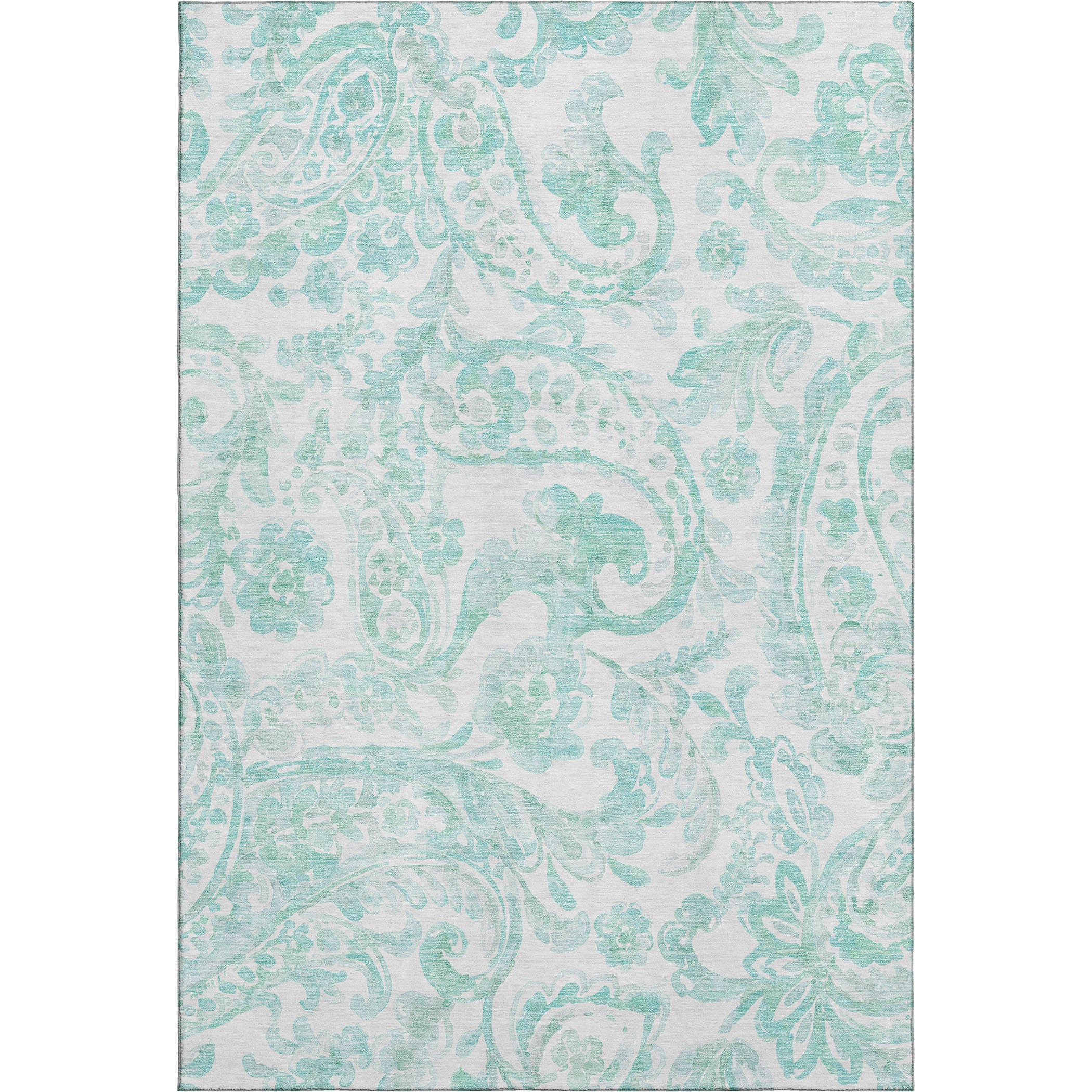 Budapest Machine Washable Transitional Turquoise Teal Rug 2'6" x 3'10" #shape_Rectangle
