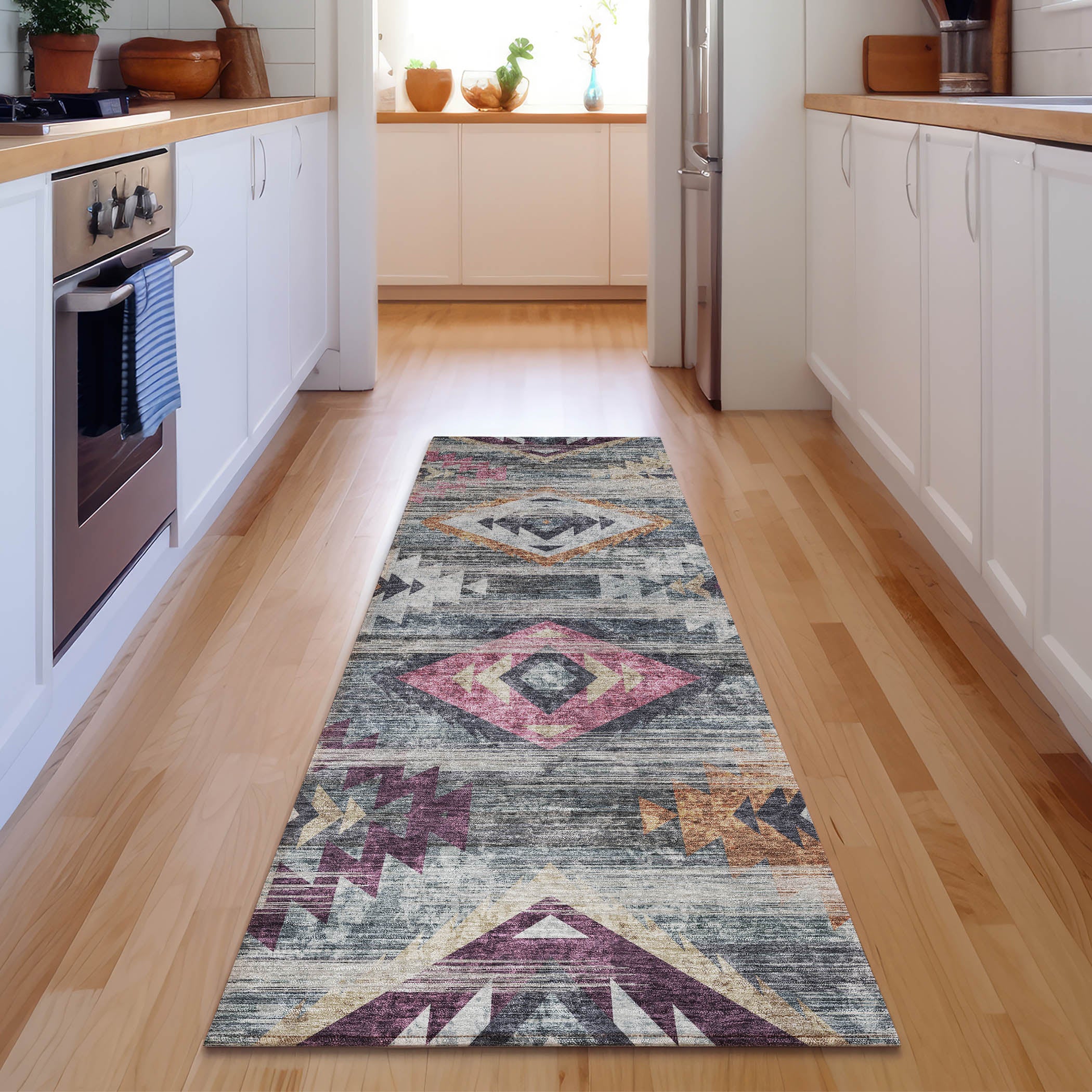 Ghent Machine Washable Transitional Gray Rug 2'3" x 7'6" #shape_Runner