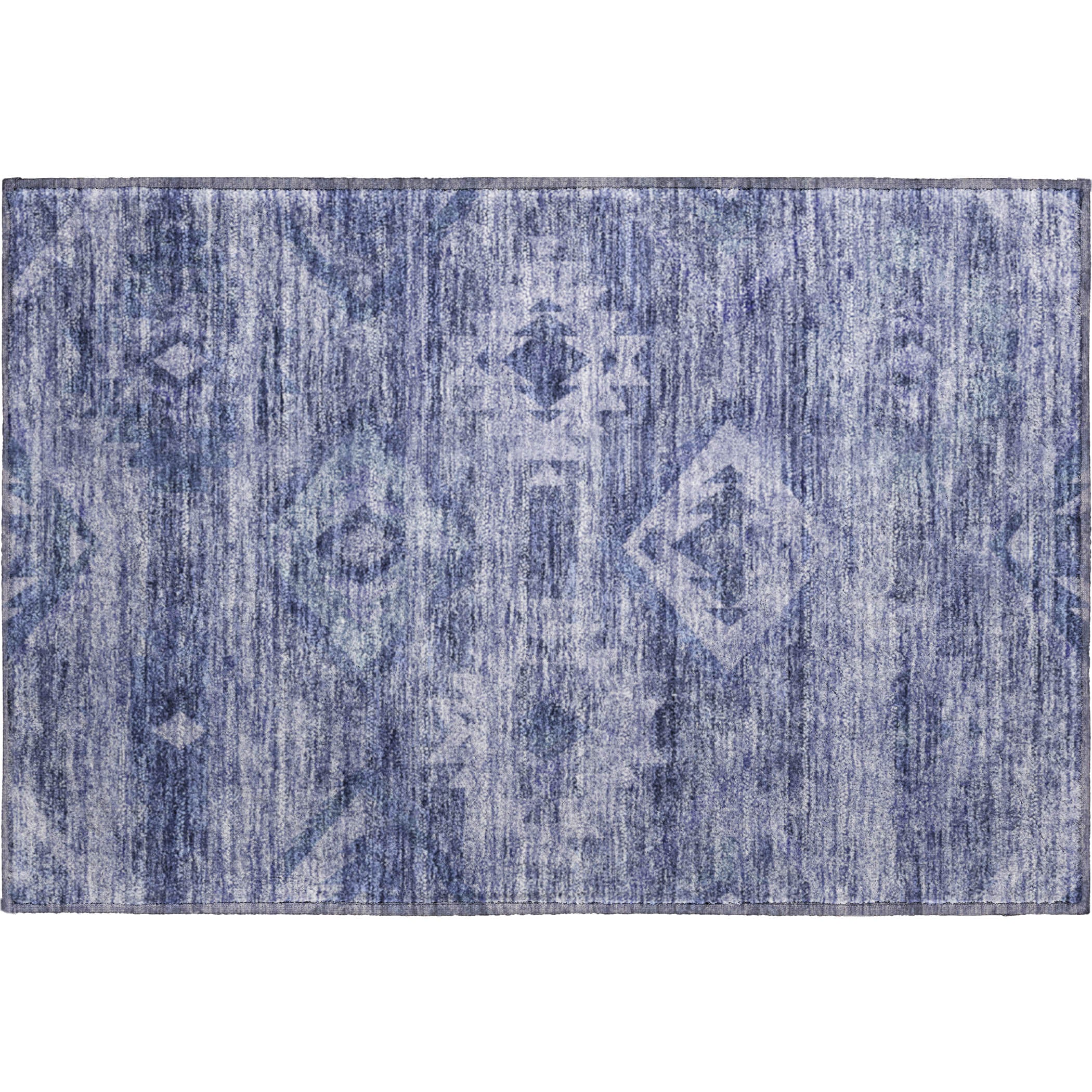 Santorini Machine Washable Transitional Navy Blue Rug 1'8" x 2'6" #shape_Rectangle