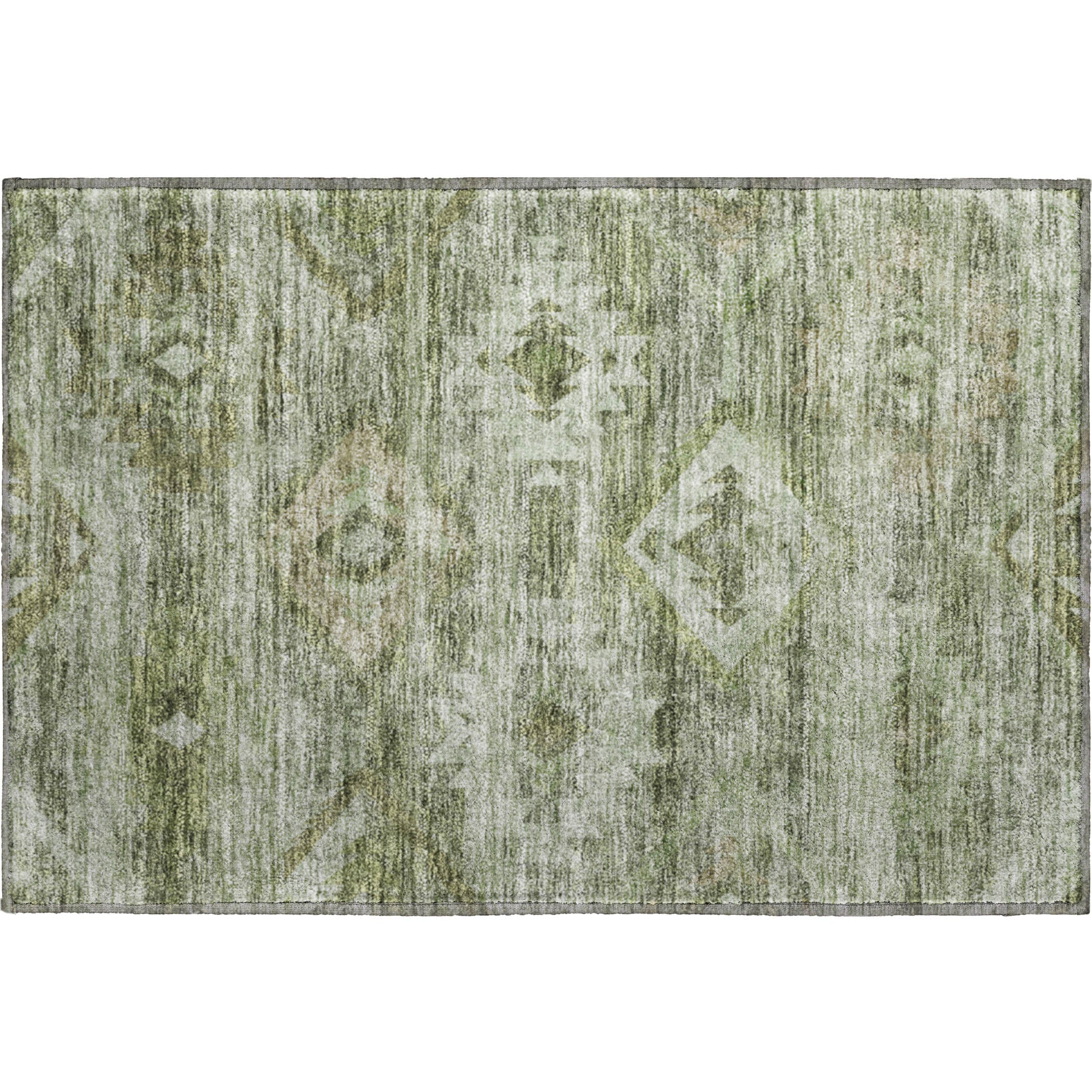 Santorini Machine Washable Transitional Olive Green Rug 1'8" x 2'6" #shape_Rectangle