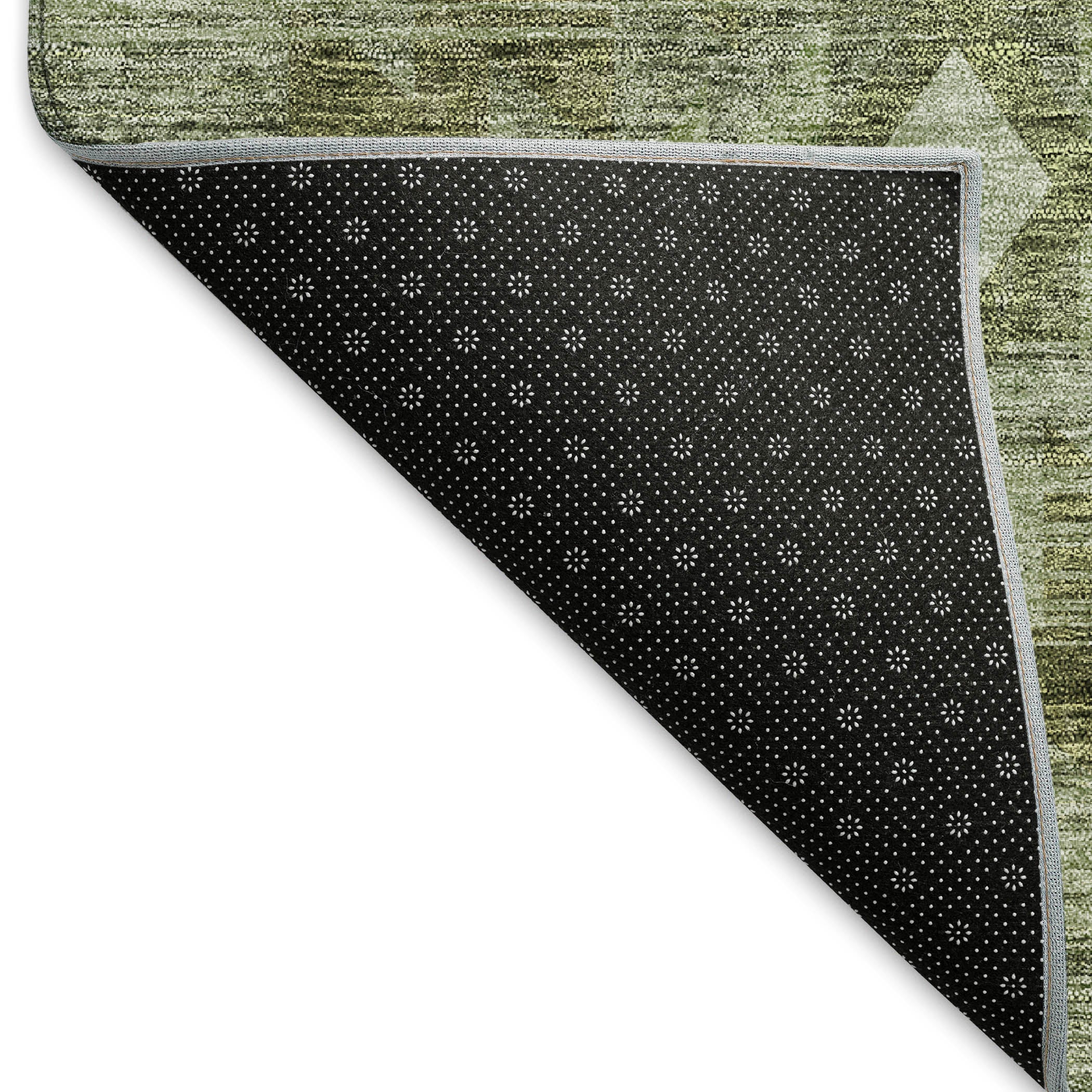 Santorini Machine Washable Transitional Olive Green Rug 1'8" x 2'6" #shape_Rectangle