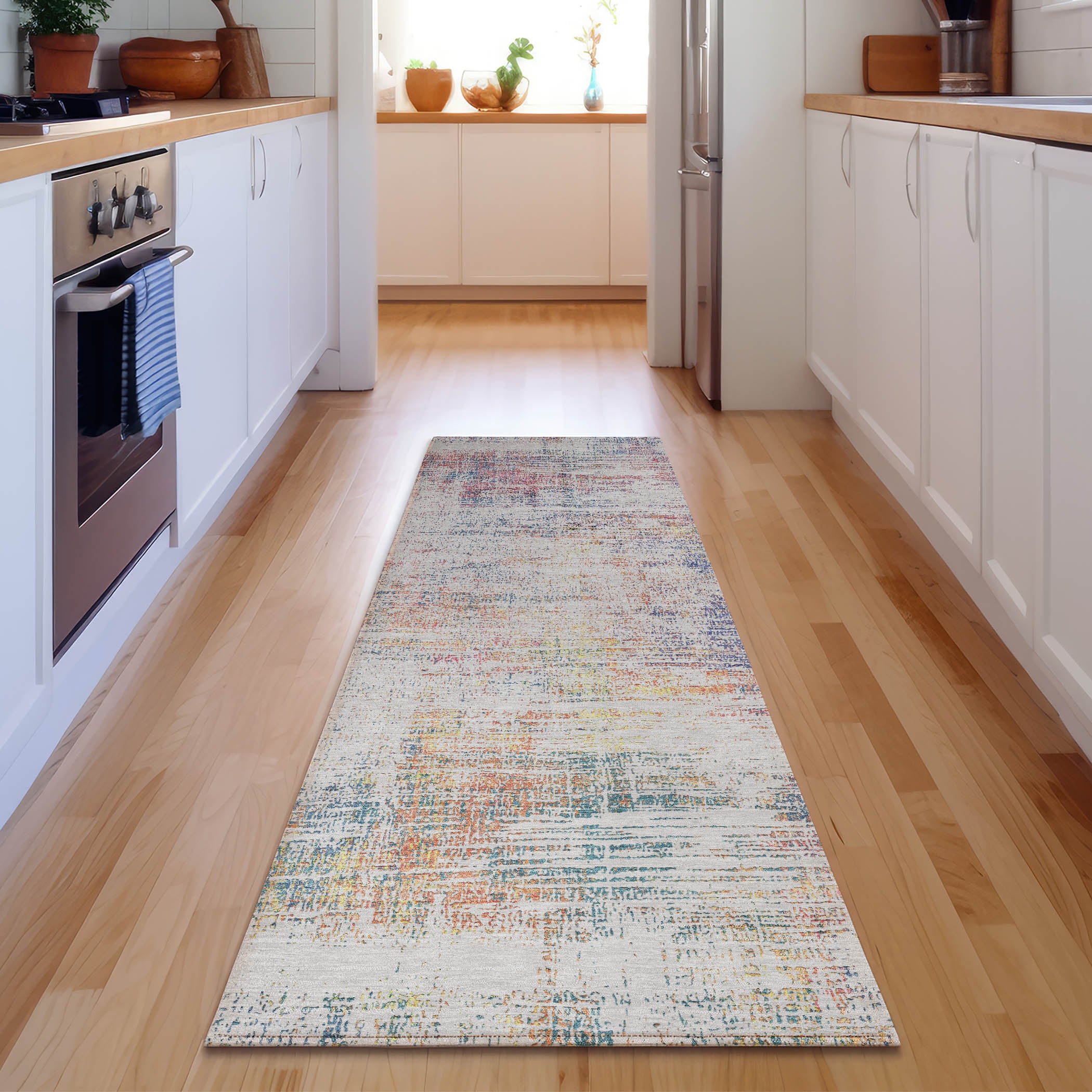 Bogota Machine Washable Transitional Ivory Rug 2'3" x 7'6" #shape_Runner
